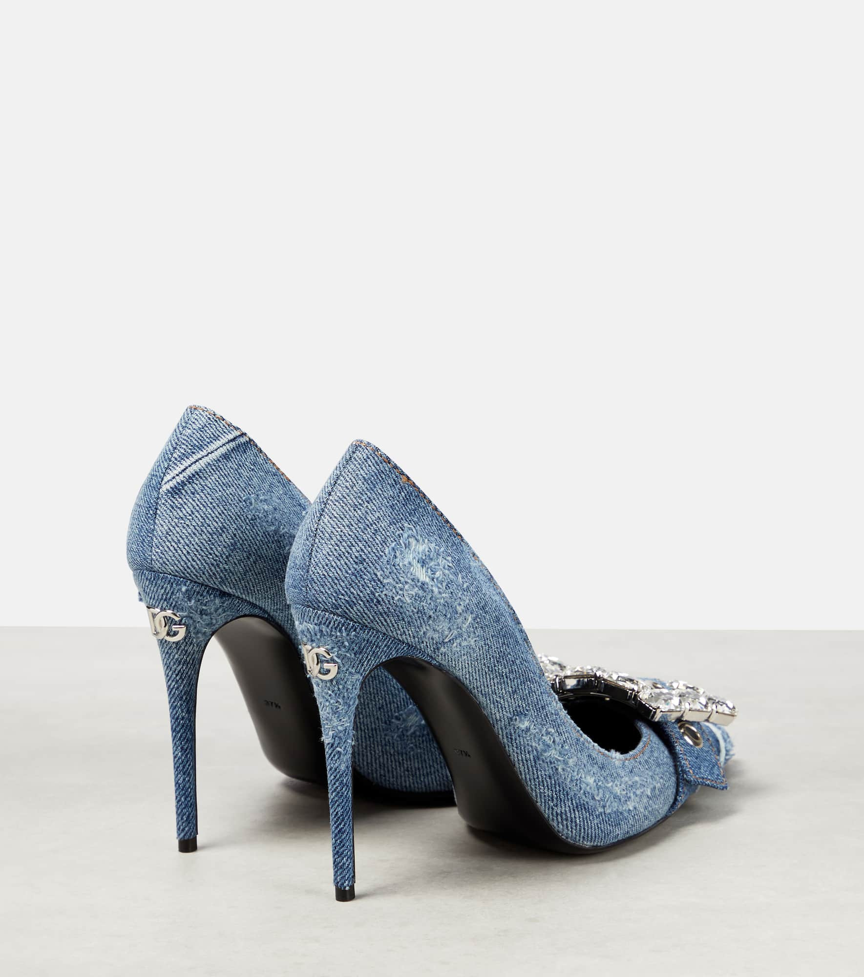 Embellished denim pumps - 3