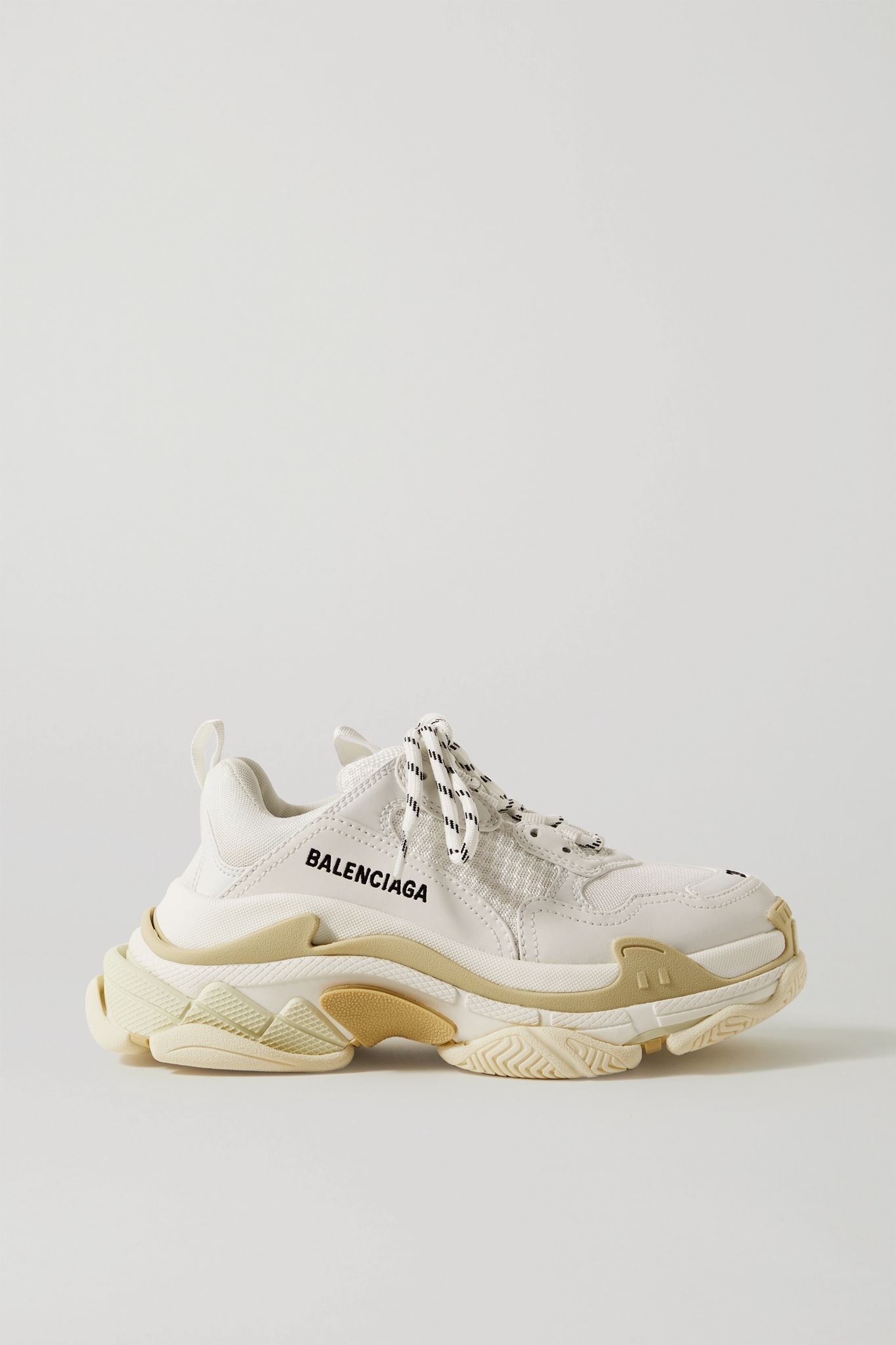 Triple S logo-embroidered leather, nubuck and mesh sneakers - 1