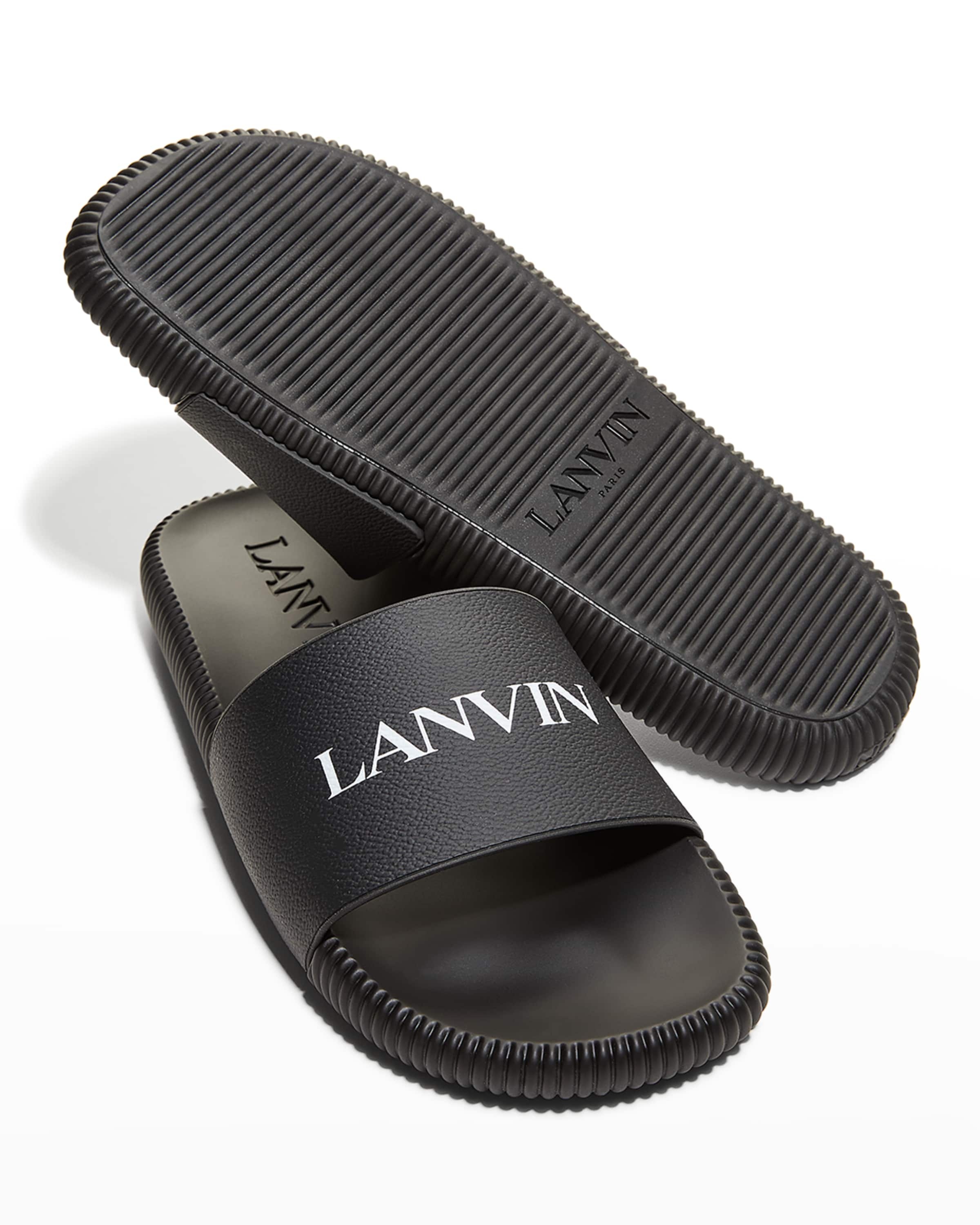 Men's Logo Leather Slide Sandals - 4