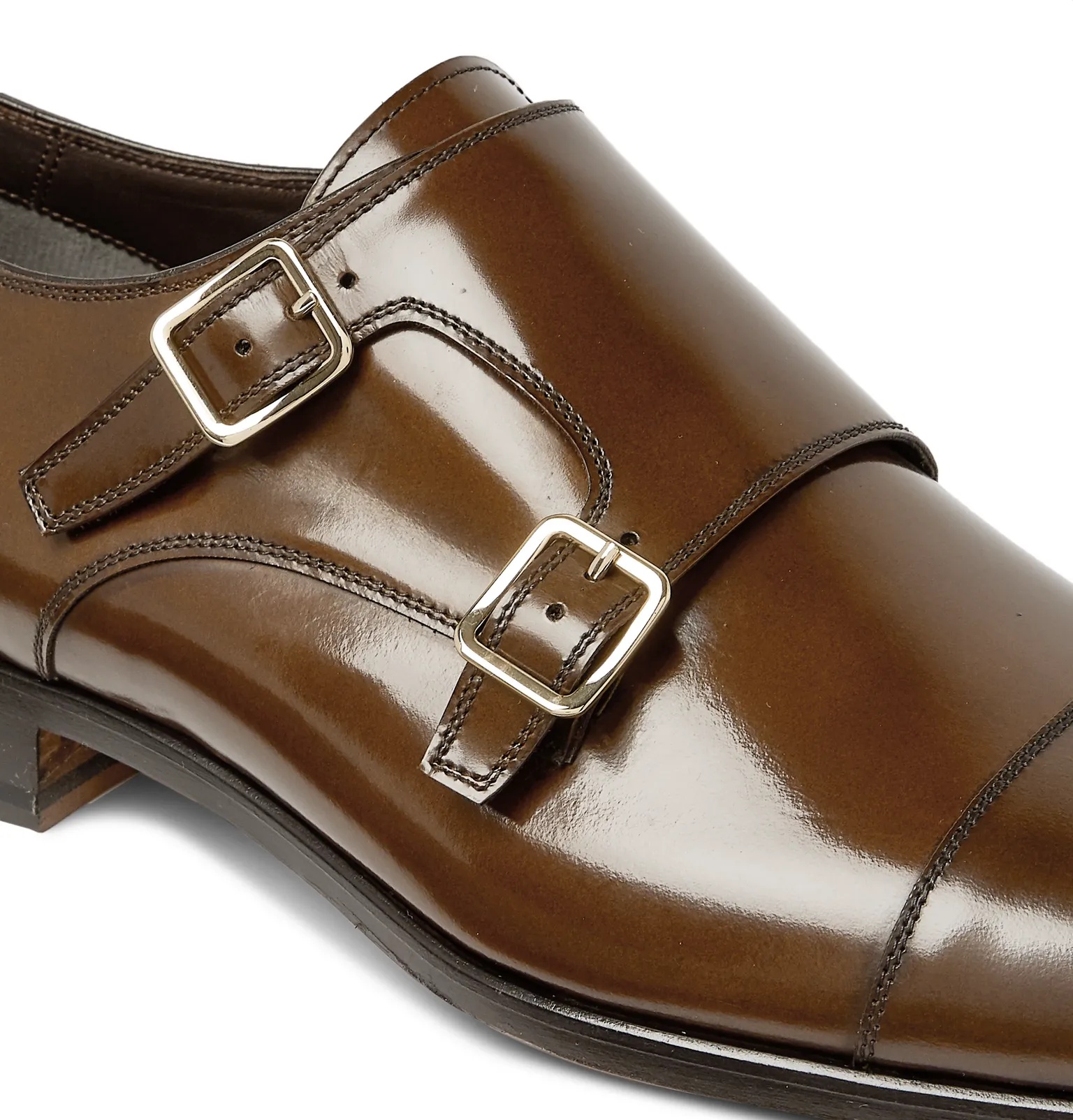 Spazzolato Leather Monk-Strap Shoes - 6