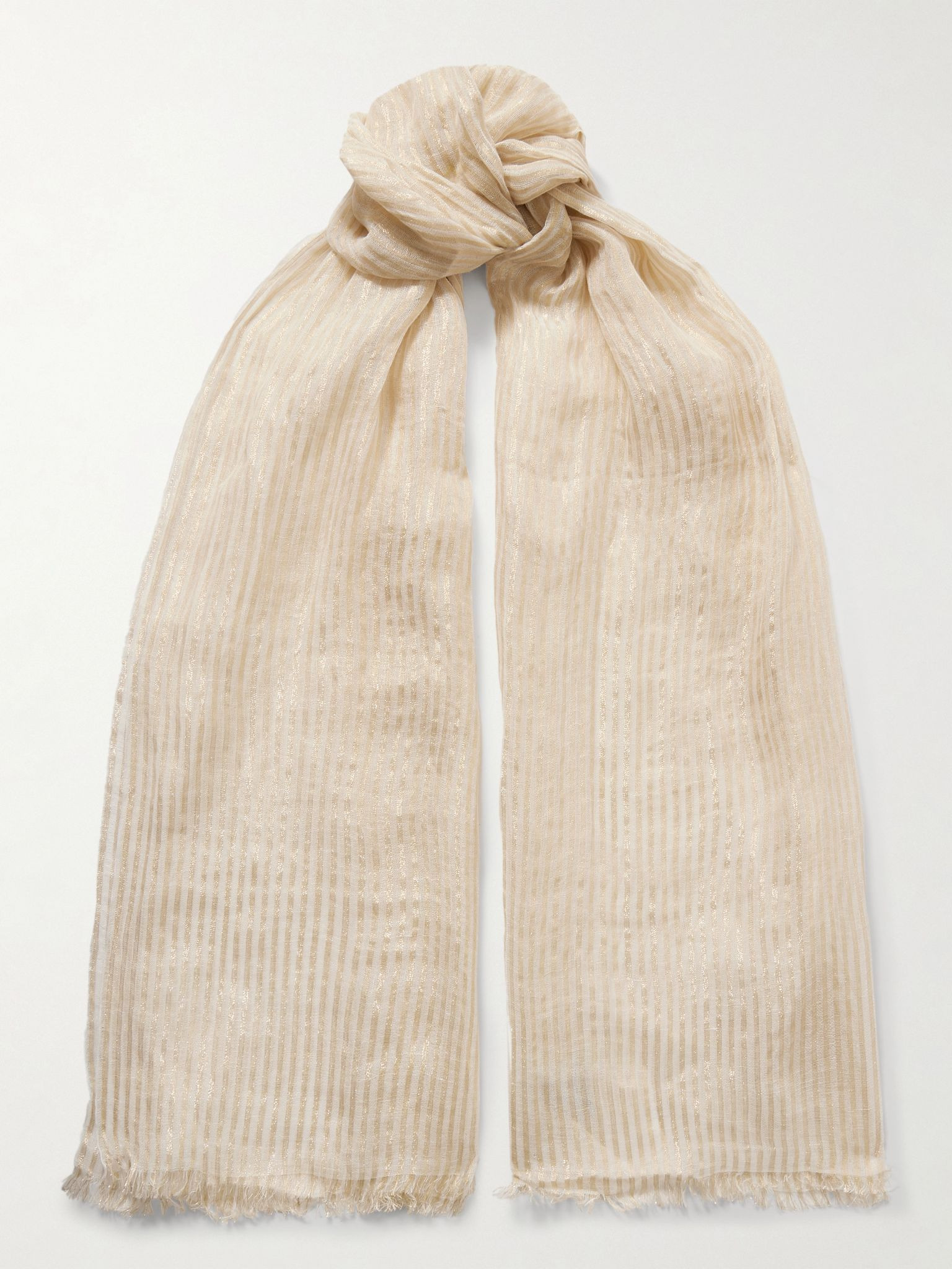 Metallic linen-blend jacquard scarf Gold - 1