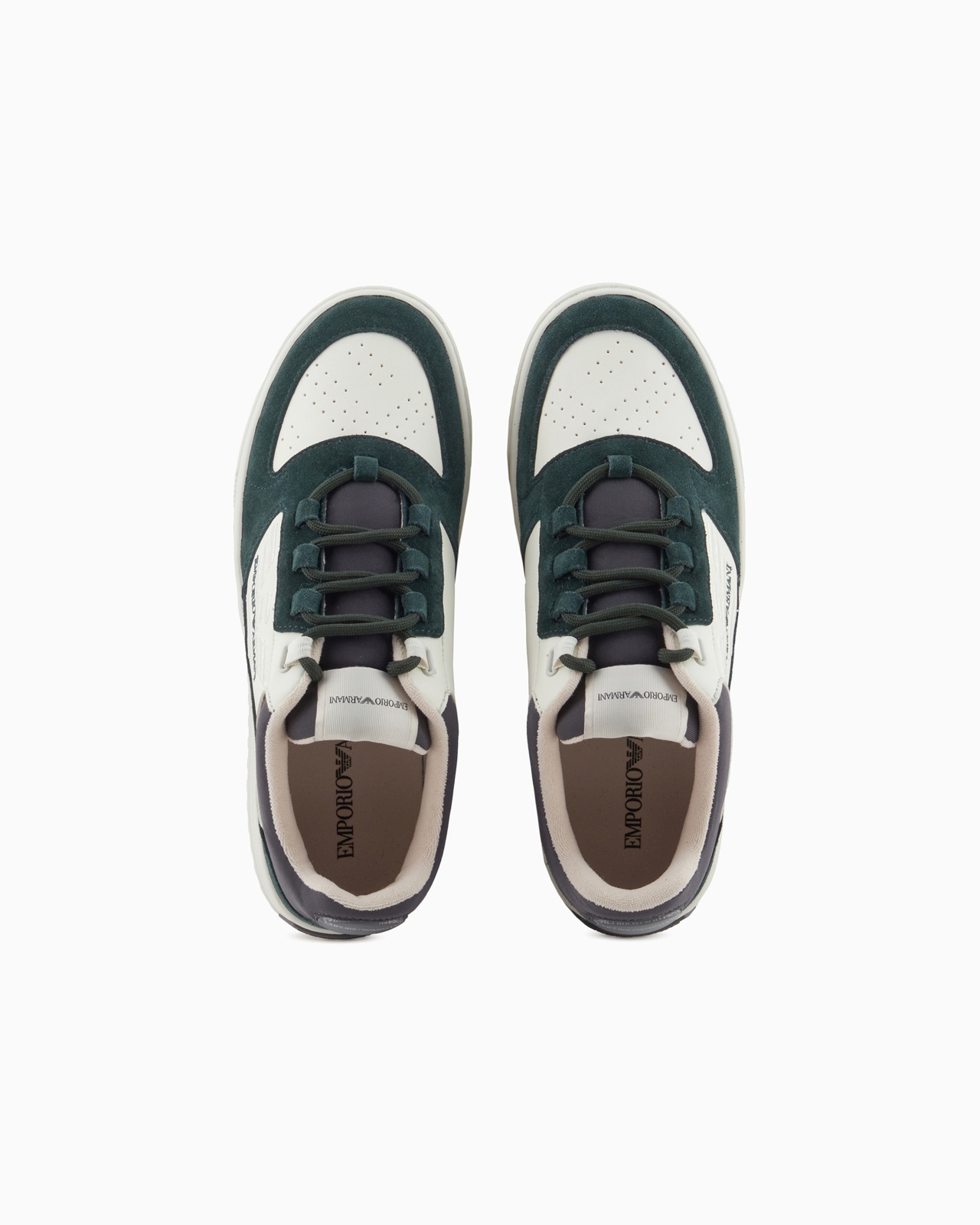 LEATHER SNEAKERS WITH SUEDE DETAILS AND OVERSIZED EMBOSSED EAGLE - 3