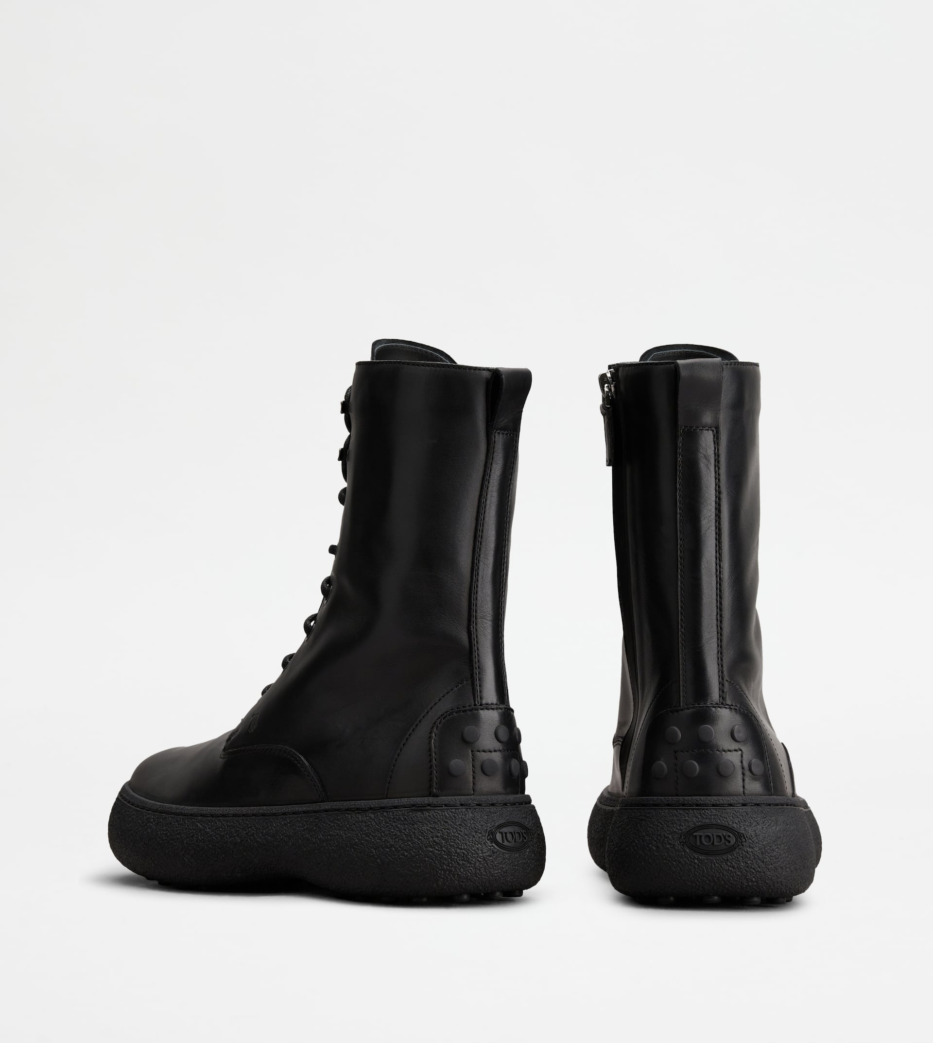 TOD'S W. G. LACE-UP ANKLE BOOTS IN LEATHER - BLACK - 3