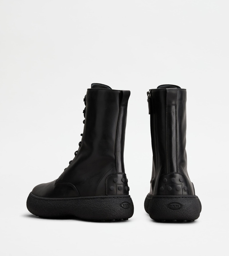 TOD'S W. G. LACE-UP ANKLE BOOTS IN LEATHER - BLACK 3