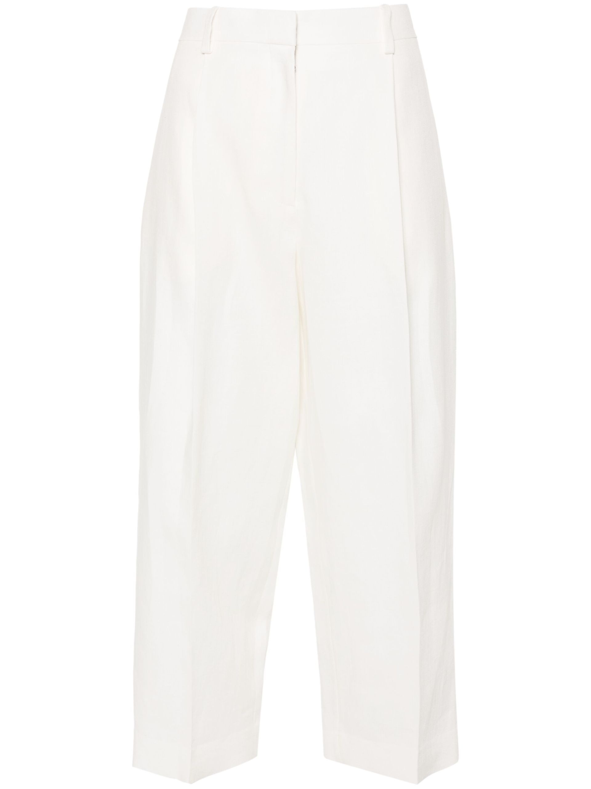 White Wide-Leg Linen Trousers - 1