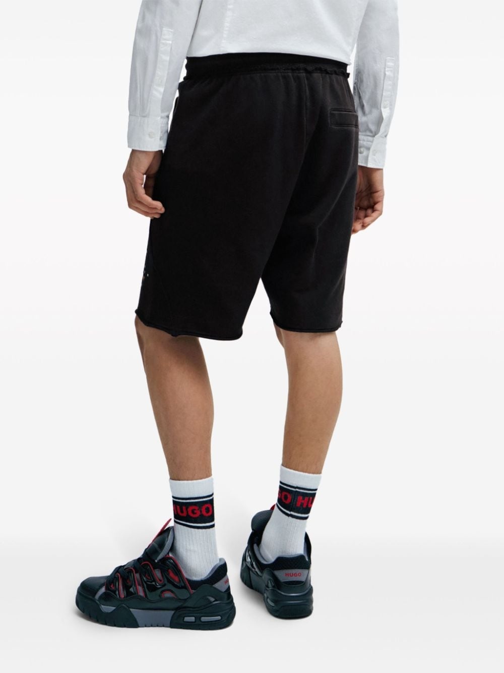 logo-print cotton track shorts - 4