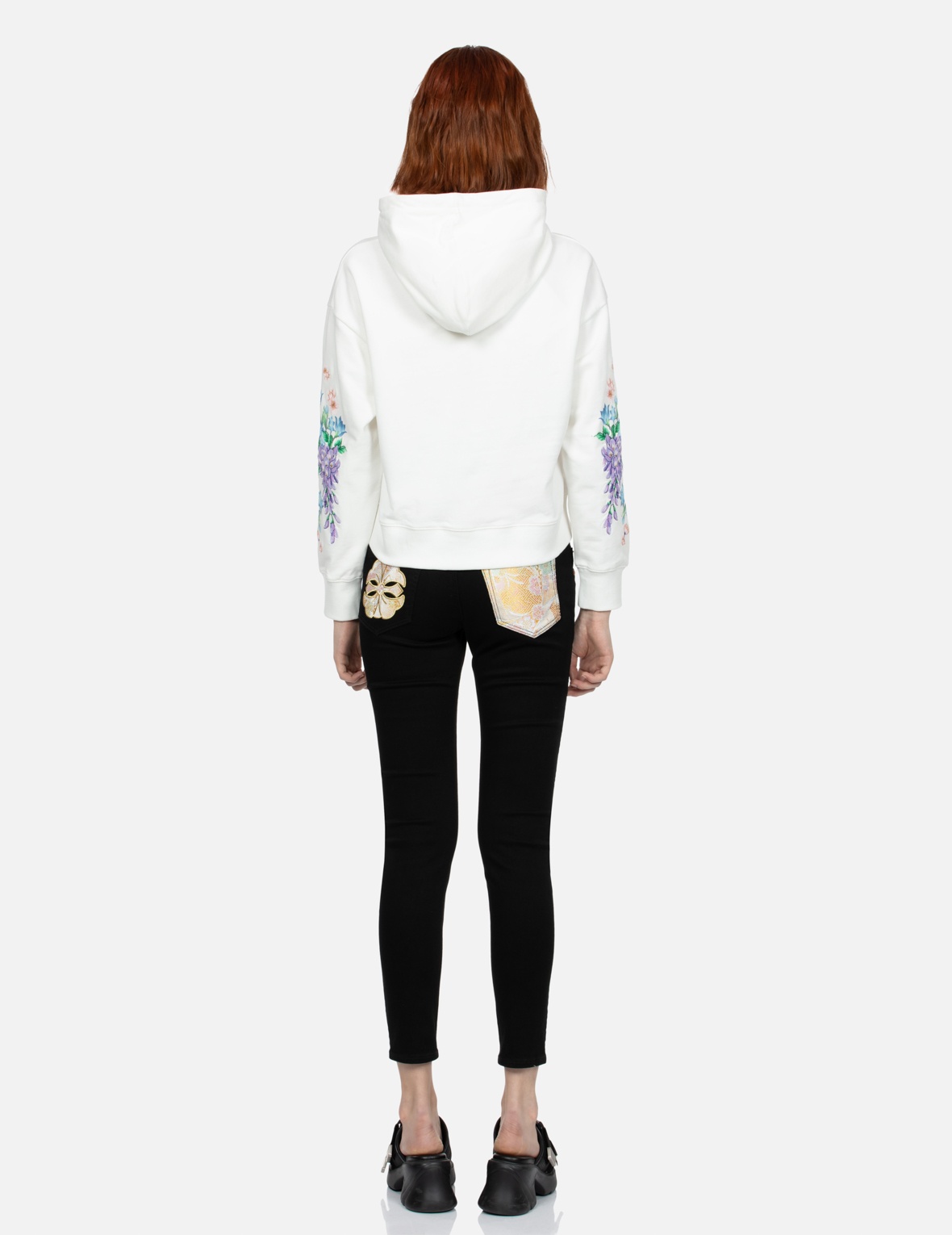 3D SEAGULL PRINT AND FLORAL EMBROIDERY CROPPED HOODIE - 6