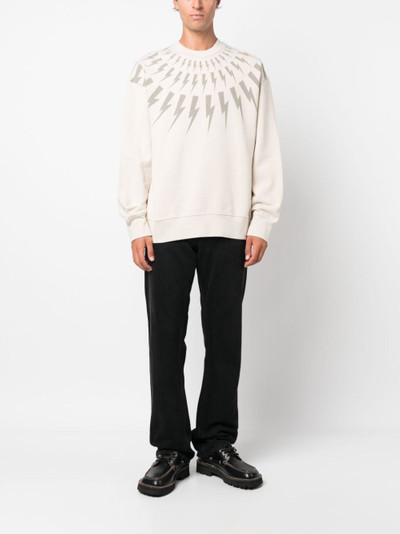 Neil Barrett Thunderbolt-print cotton sweatshirt outlook