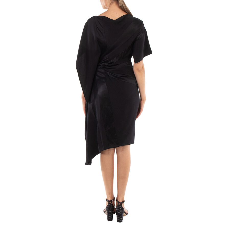 Burberry Ladies Black Flag Intarsia Asymmetrical Silk Dress - 6