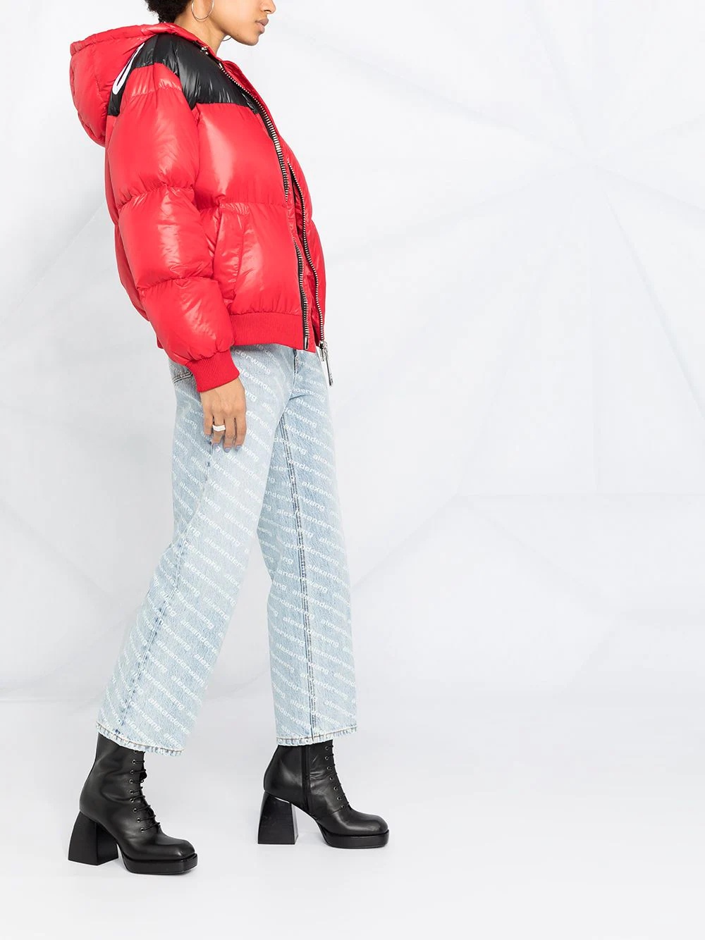 zipped logo-print puffer jacket - 6