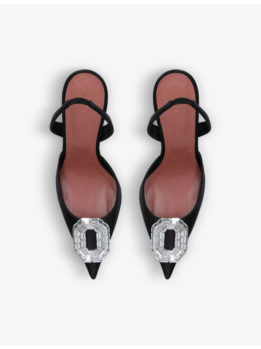 Camelia crystal-embellished satin slingback courts - 2
