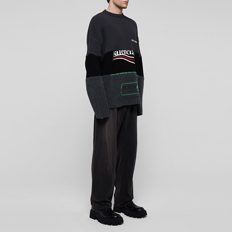 Balenciaga Political Campaign Ribbed Panelled Sweater 'Grey' 675293T32011281 - 3