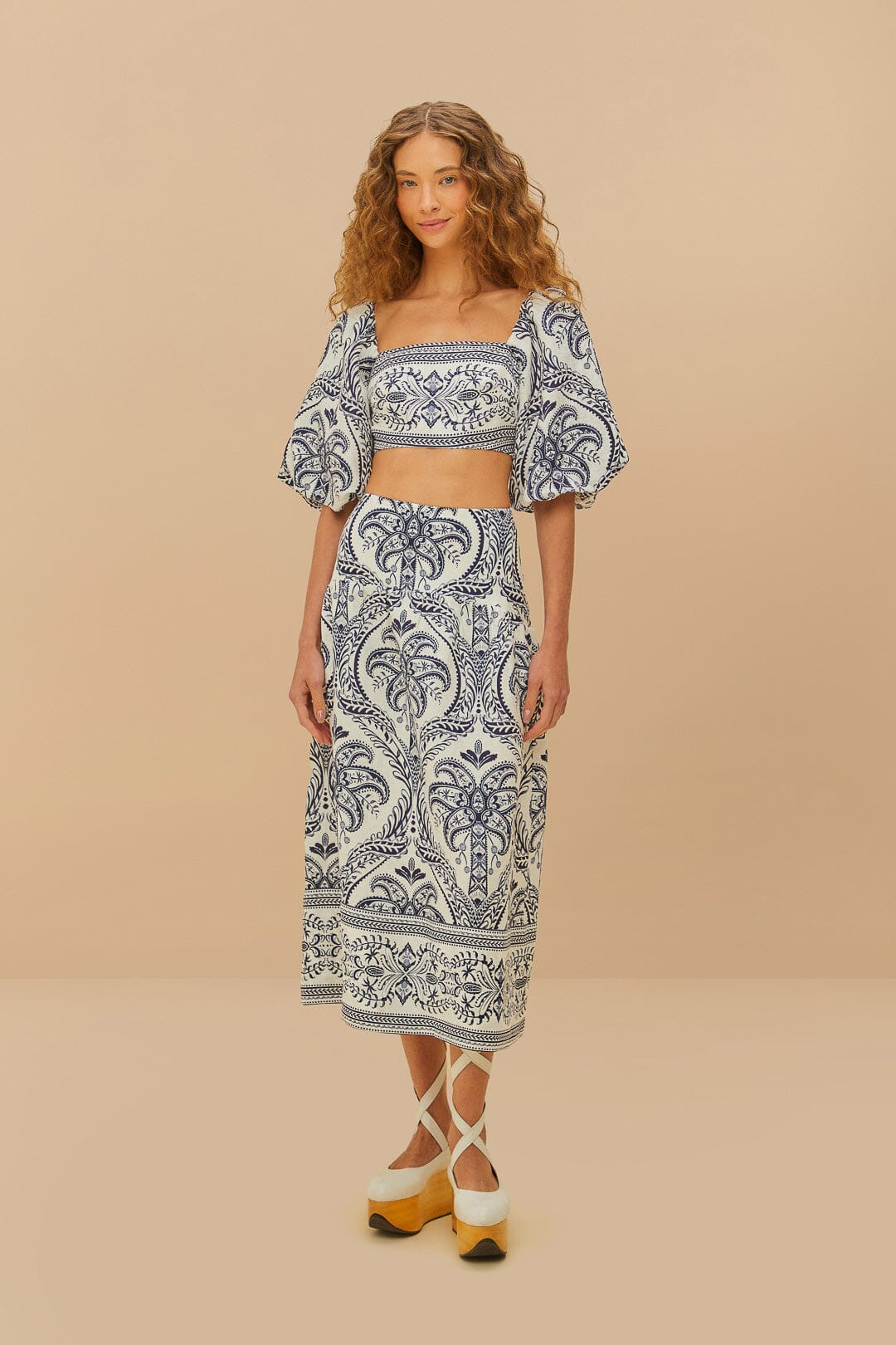 Off-White Tropical Cameo Euroflax™ Premium Linen Blouse - 2