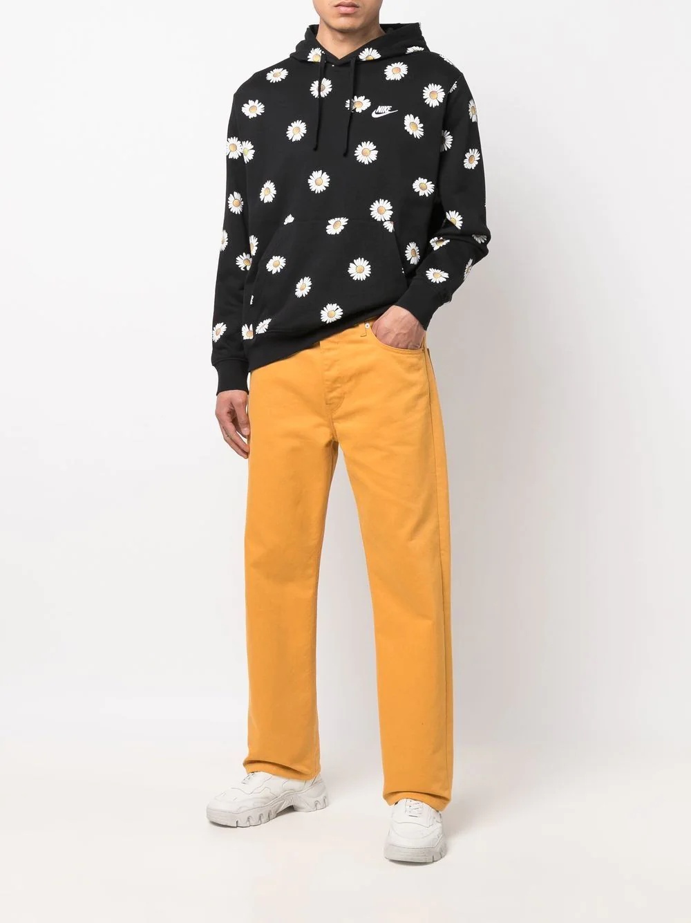 daisy-print pullover hoodie - 2