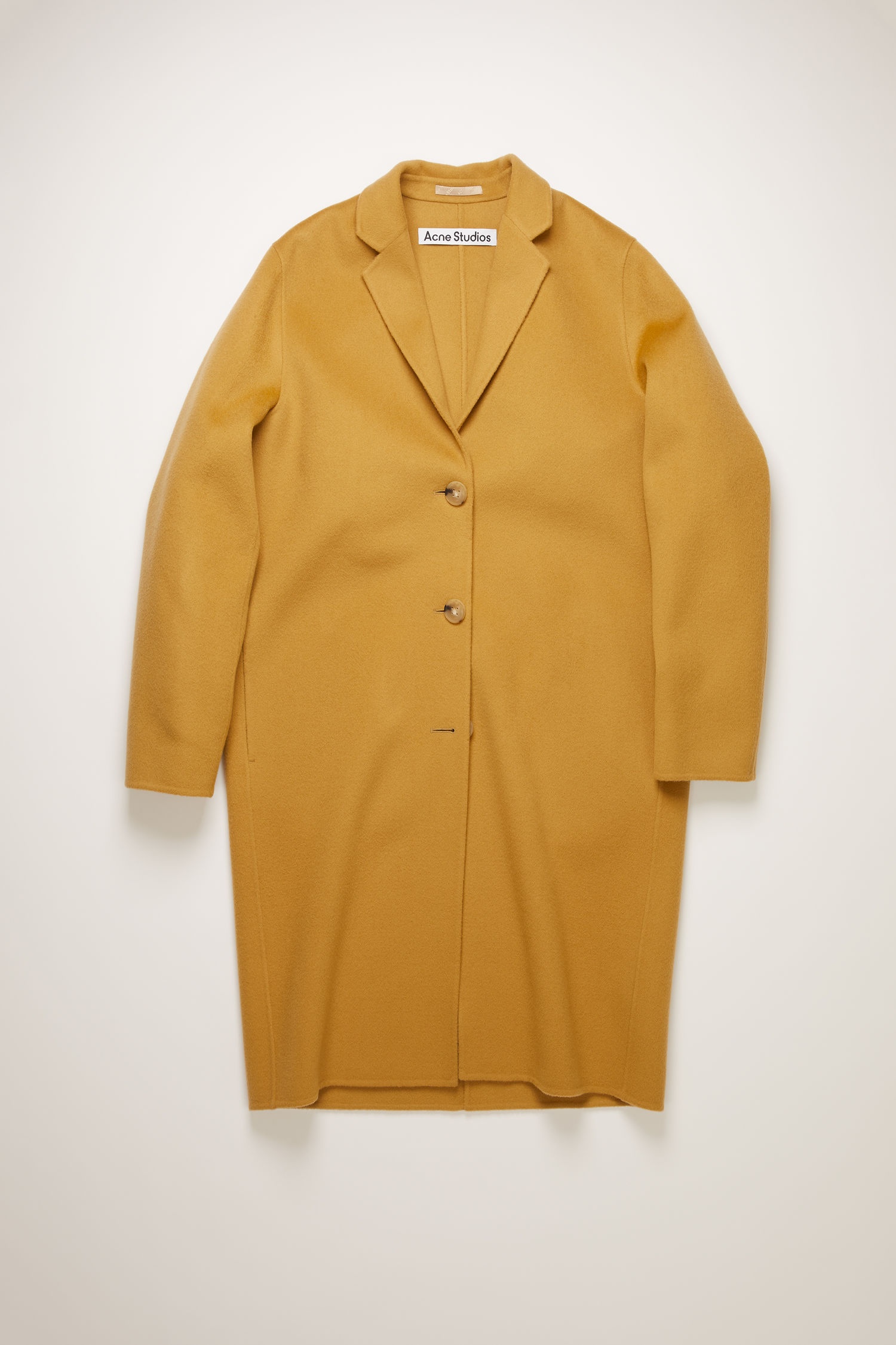 Single-breasted wool coat straw yellow - 1