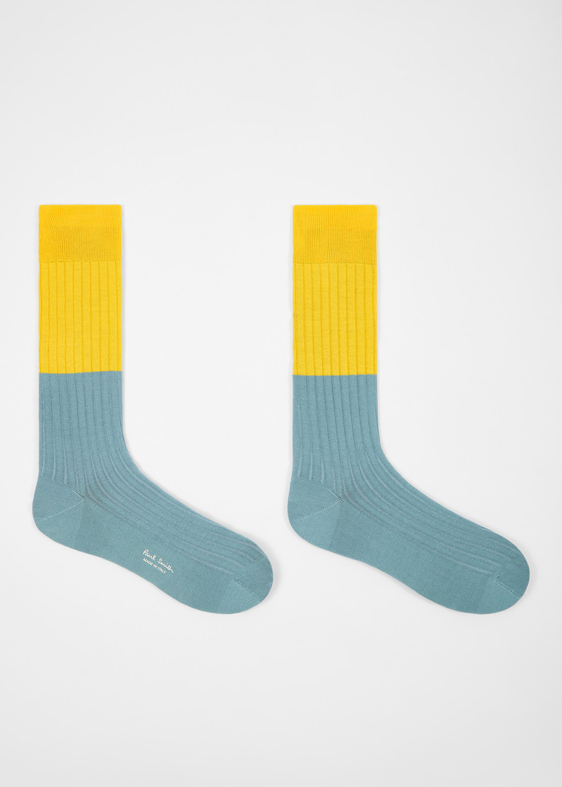 Paul Smith Yellow Ribbed Colour Block Socks outlook