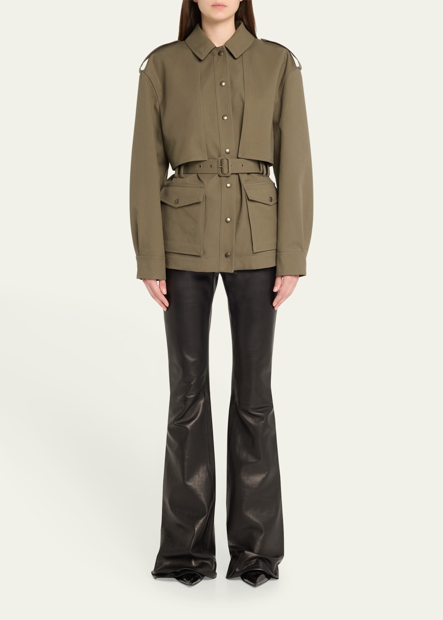 Ls Btn Dwn Belted Jacket - 2