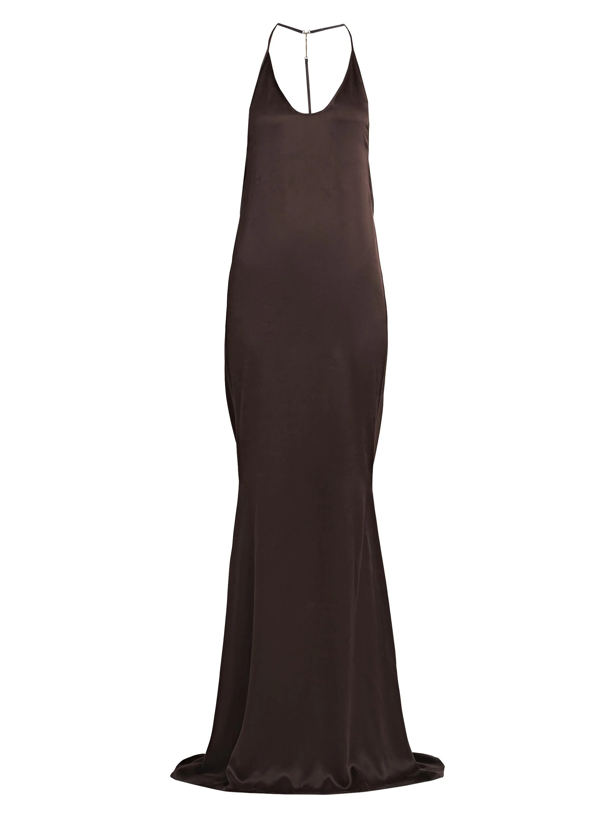Women's Silk Bias-Cut Maxi Dress - Espresso - 1