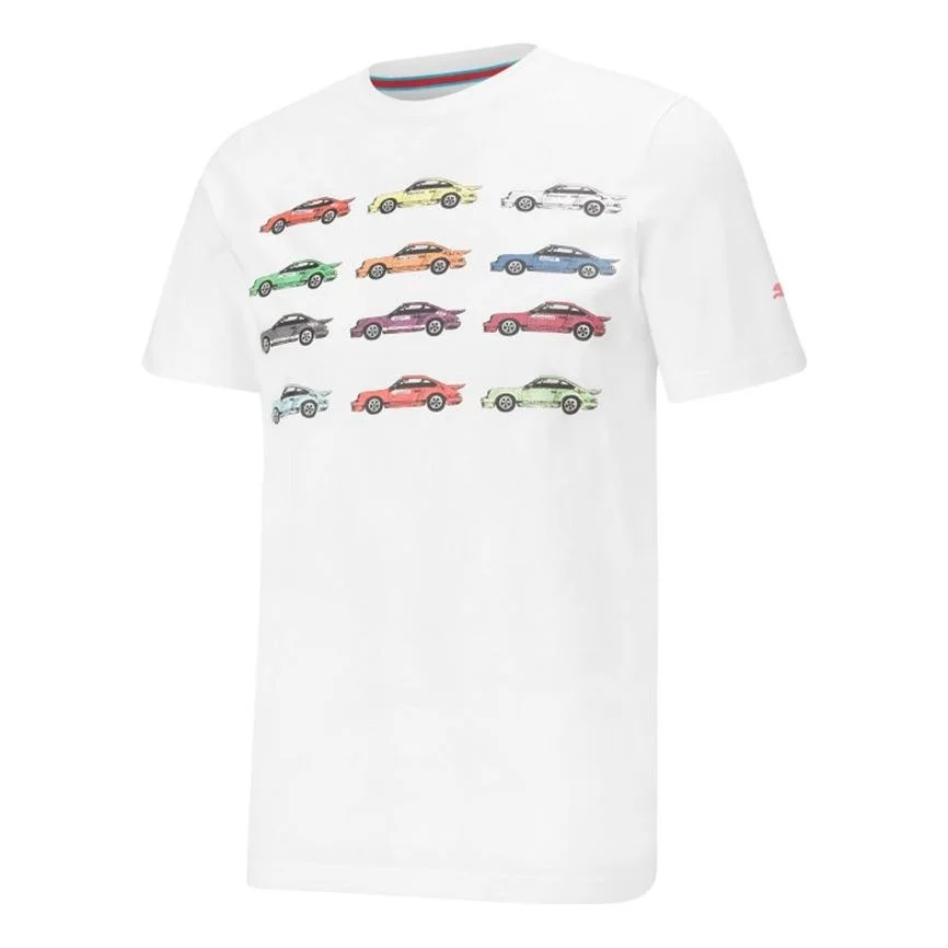 PUMA Pl Statement Tee Athleisure Casual Sports Small Car Pattern Short Sleeve White 599721-08 - 1