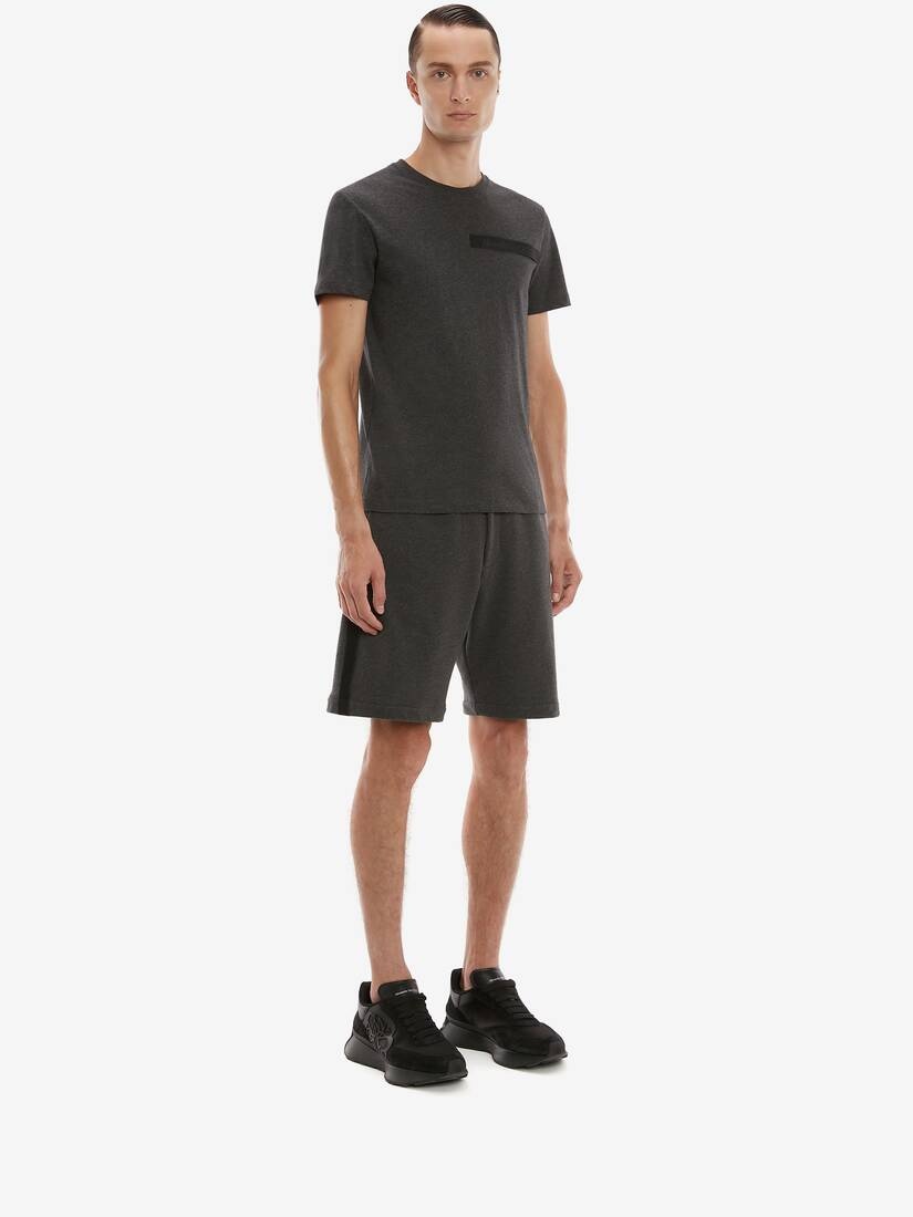 Selvedge Logo Tape Detail T-shirt in Charcoal - 3