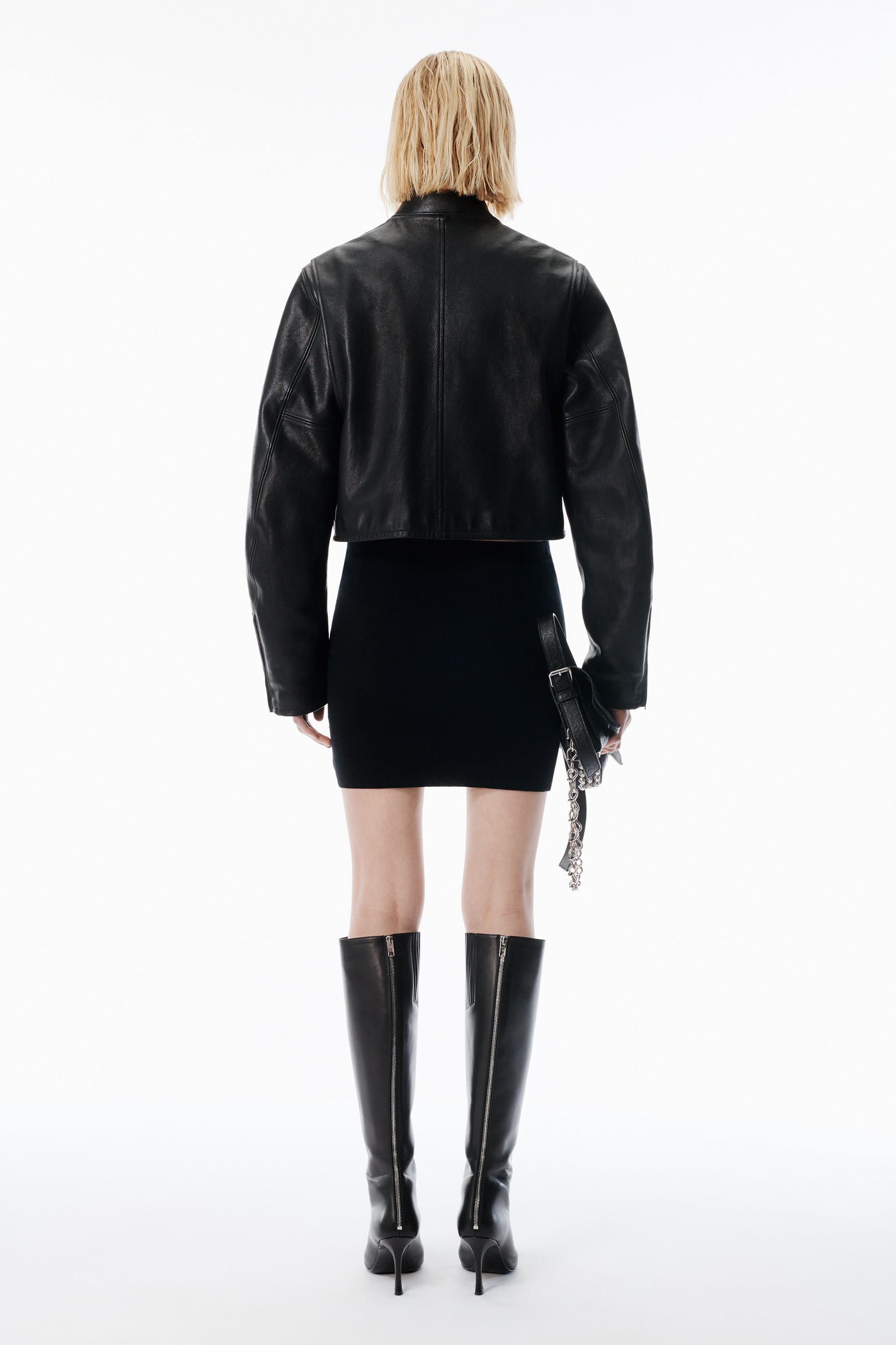 Black Wool-Blend Mini Skirt with Logo Patch - 4