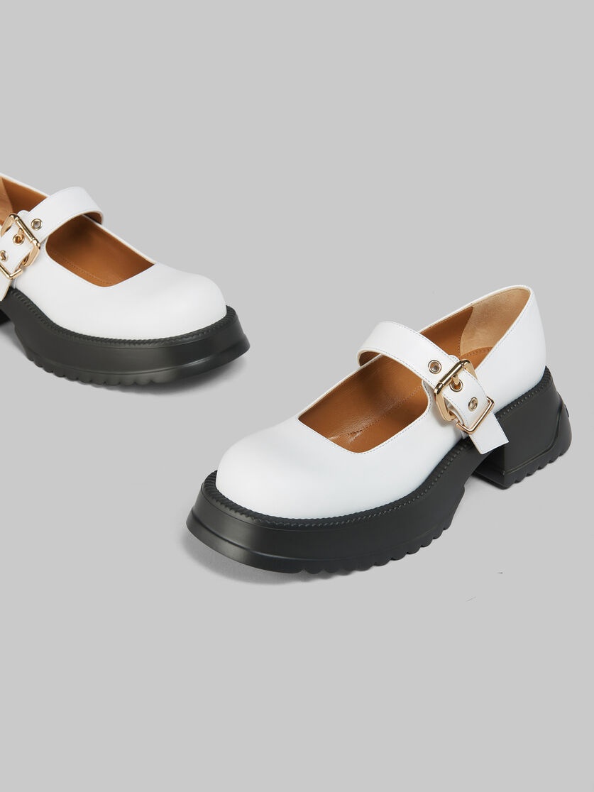 WHITE LEATHER MARY JANE WITH PLATFORM SOLE - 5