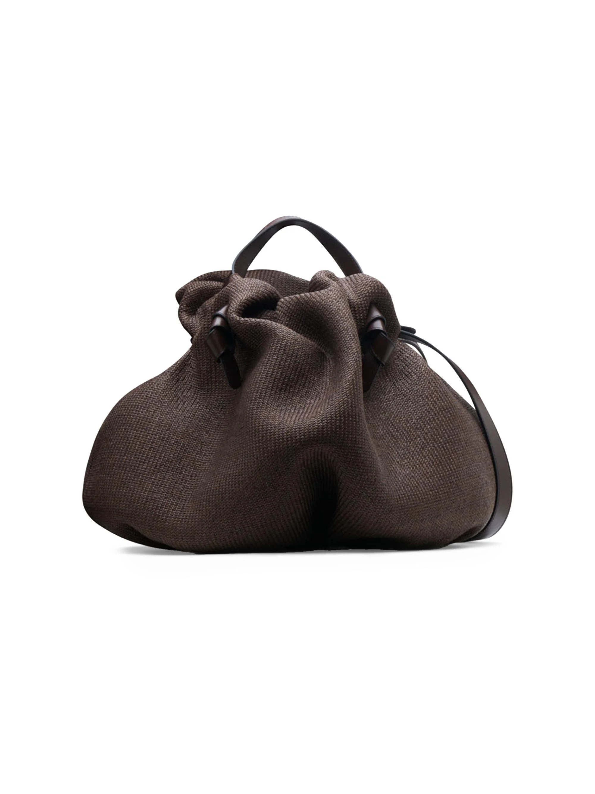 Women's Taurus Dumpling Raffia-Leather Tote Bag - Dark Chocolate - 1