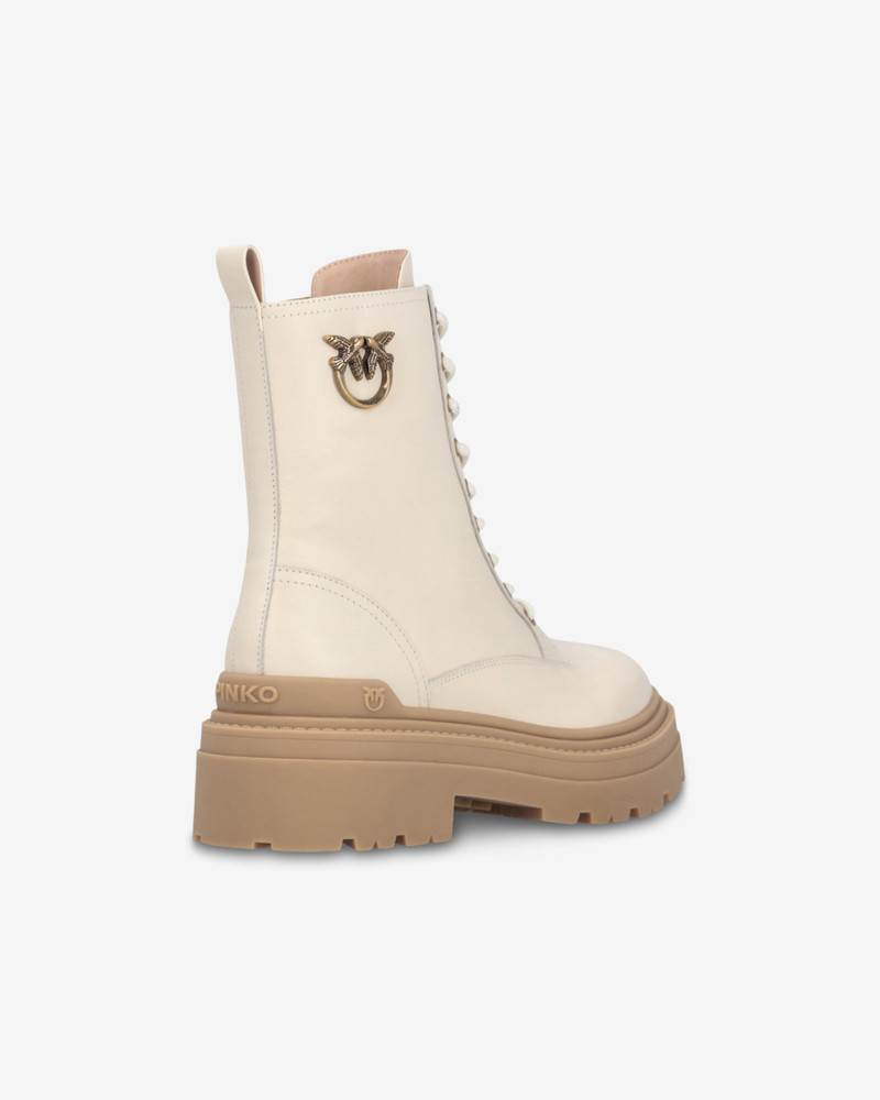 LEATHER COMBAT BOOTS WITH METAL LOGO 3