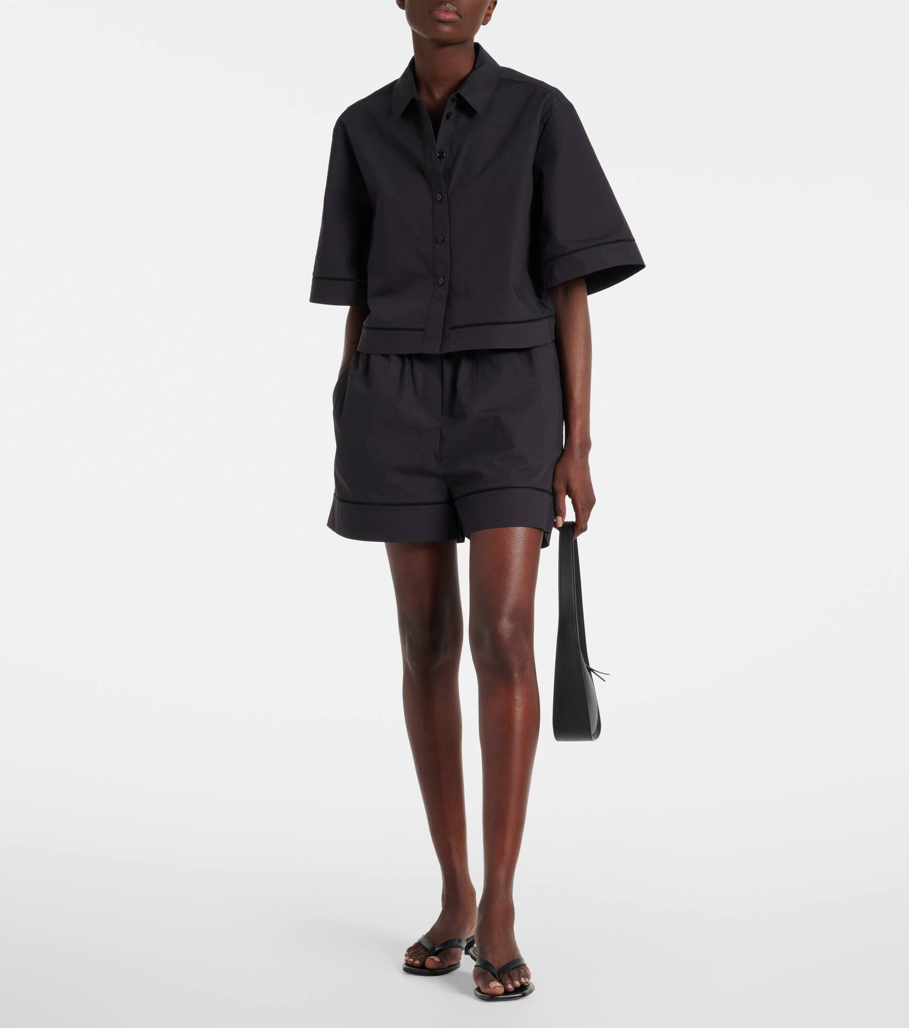 Embroidered cotton poplin shorts - 2