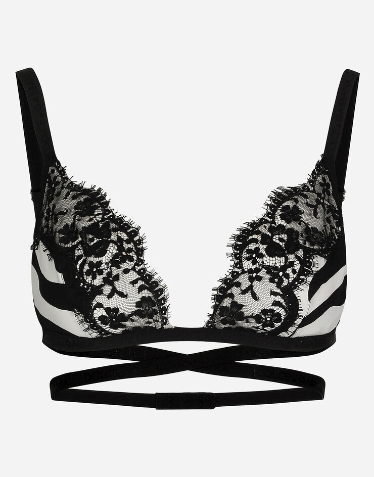 Zebra-print silk triangle bra - 1