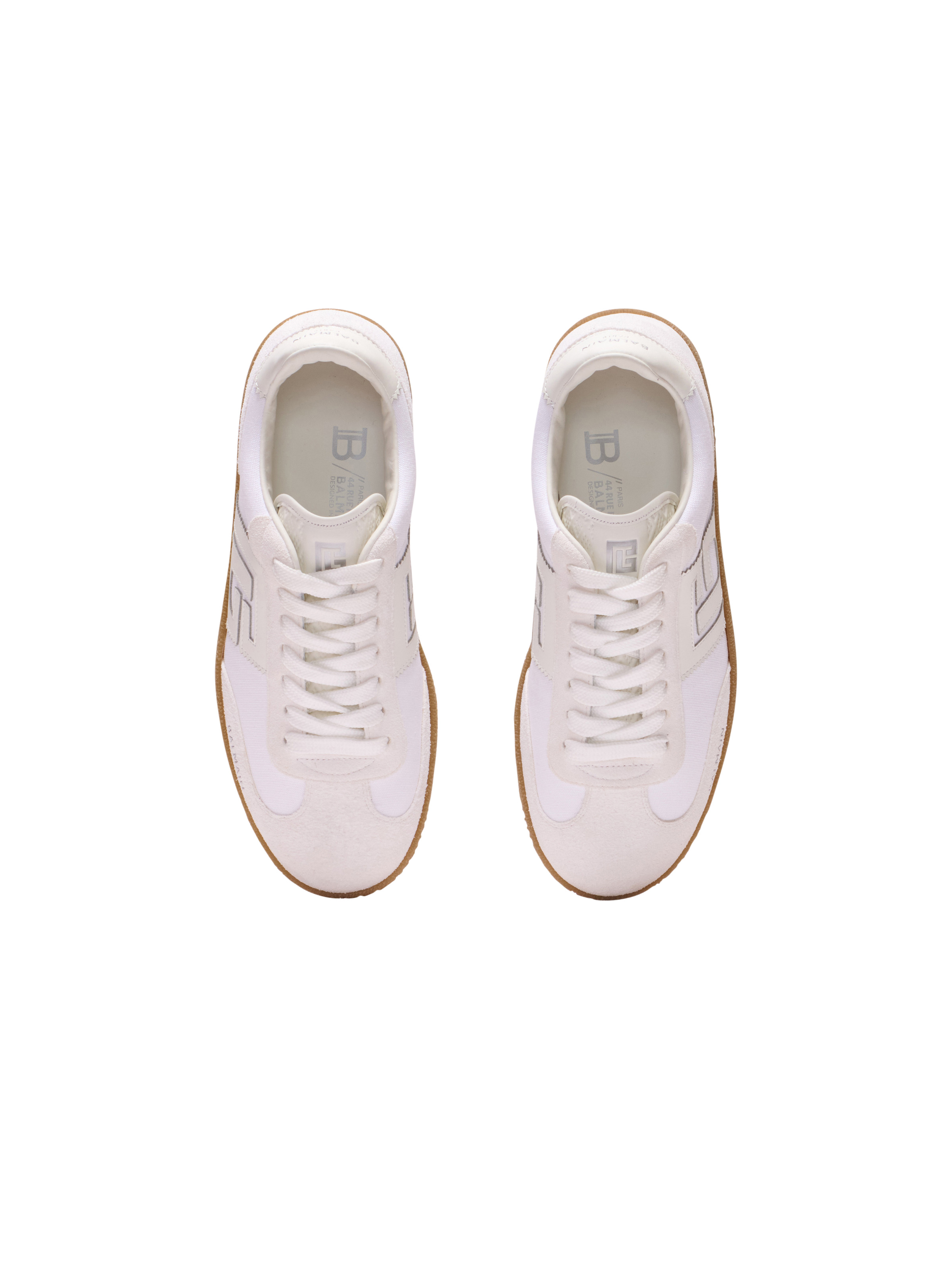 Leather and canvas Balmain Swan trainers - 3