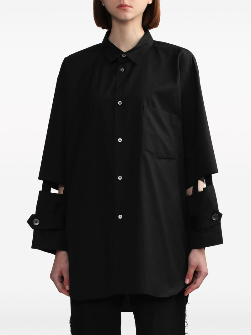 BLACK COMME des GARÇONS cut-out cotton-poplin shirt outlook