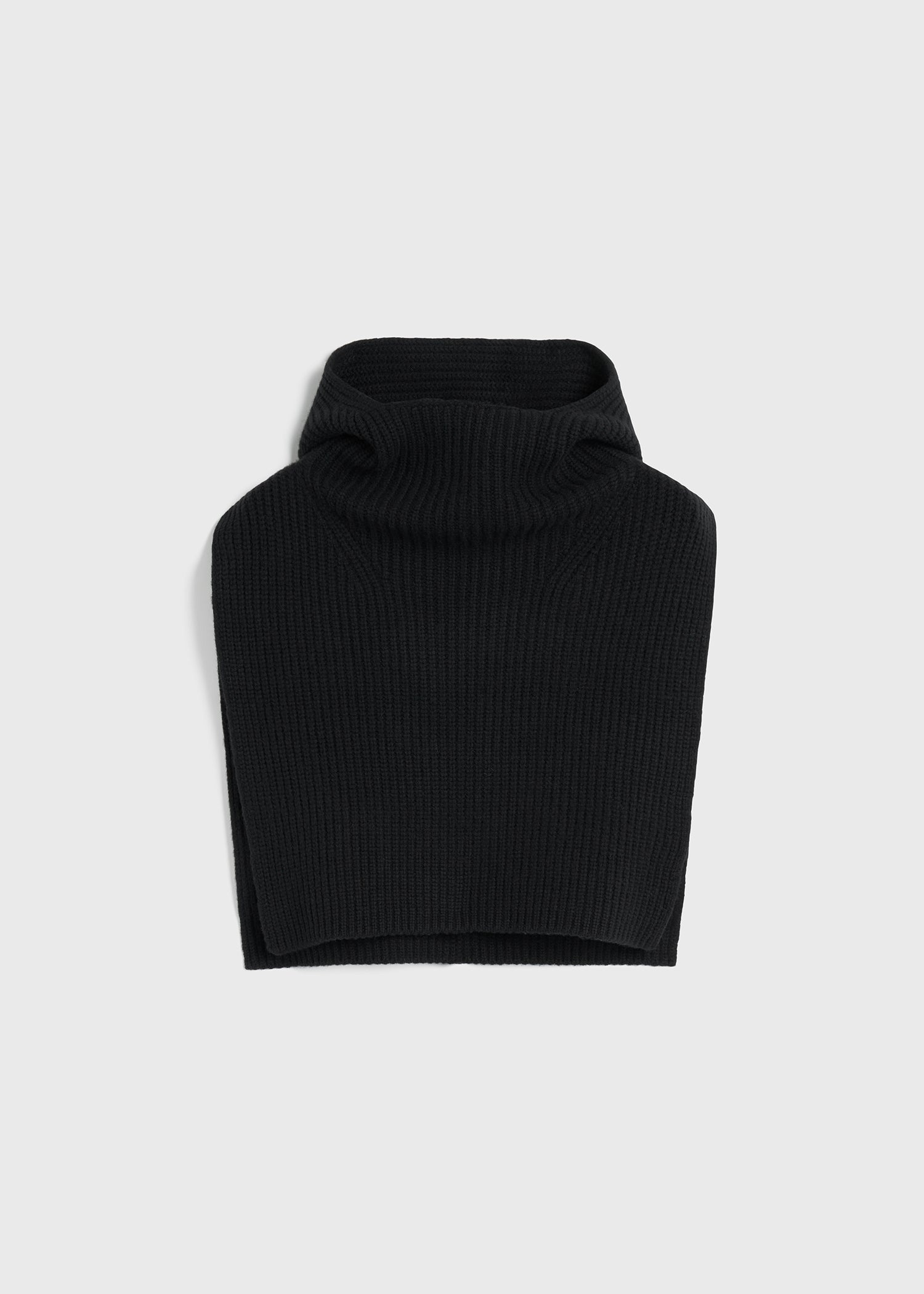 Ribbed wool hoodie bib black - 1