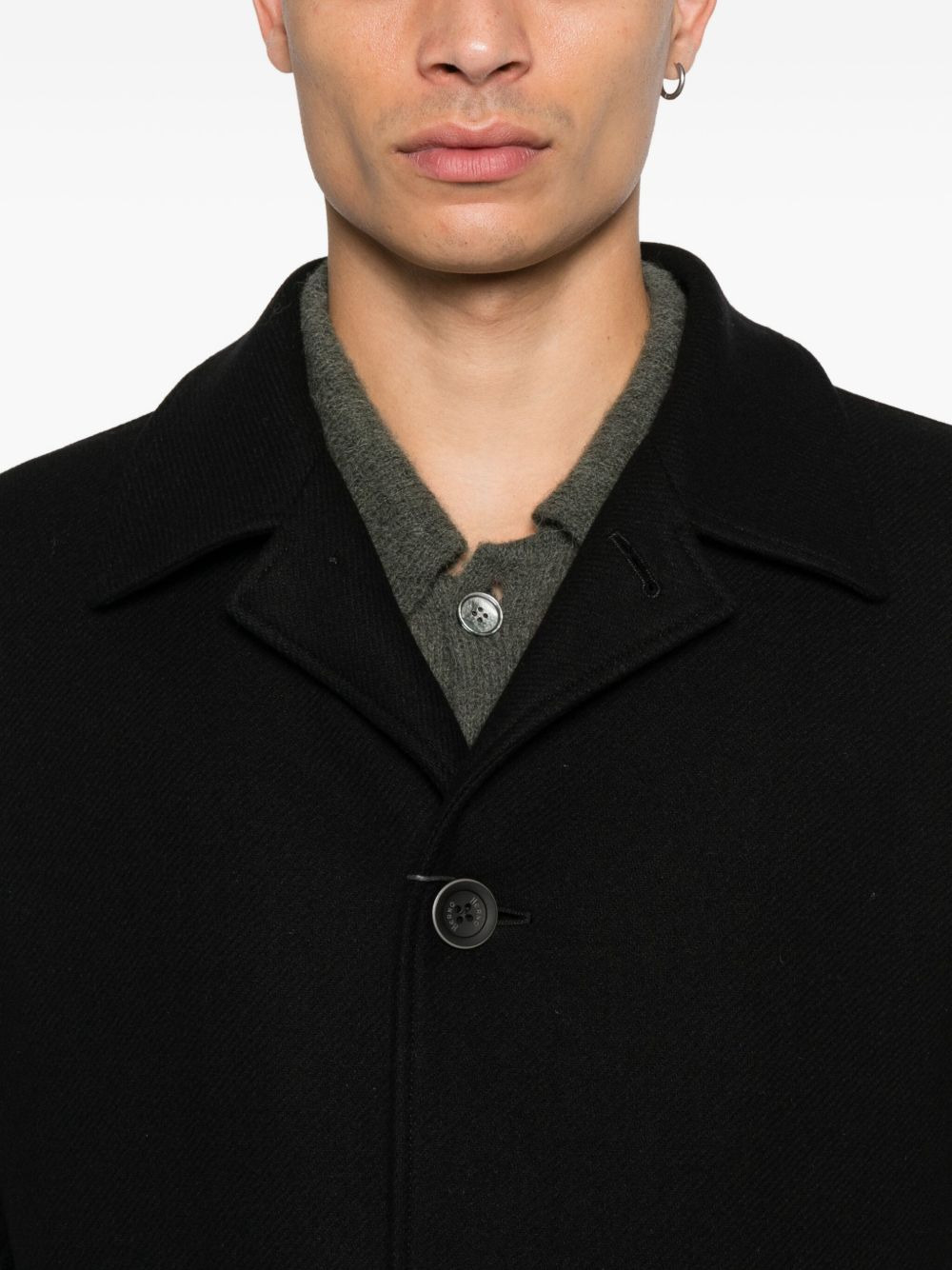 button-fastening wool-blend coat - 6