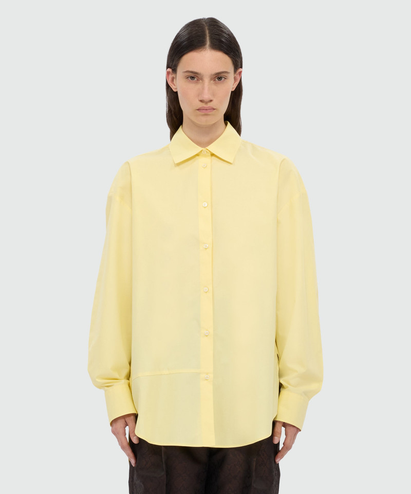 MSGM Yellow cotton poplin shirt with asymmetrical detail. outlook