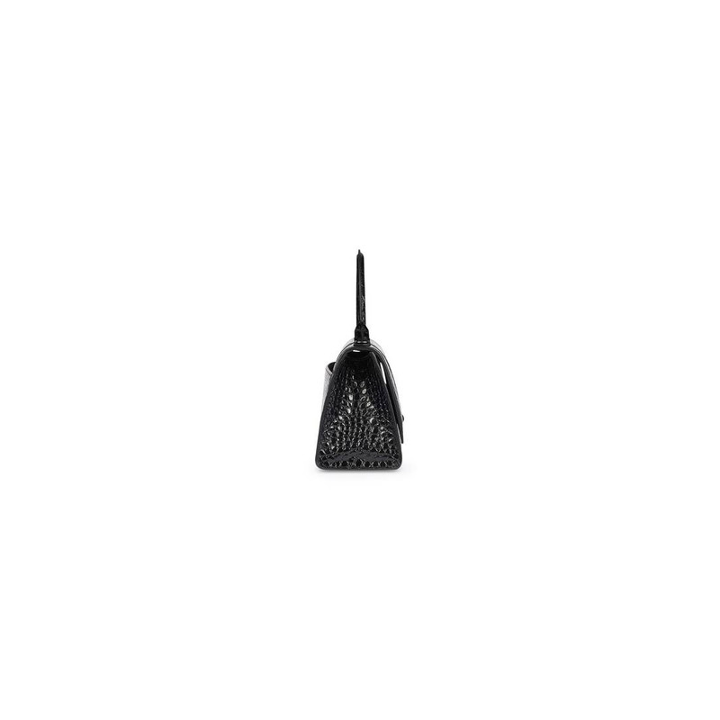 BALENCIAGA Women's Hourglass Xs Handbag Crocodile Embossed in Black outlook