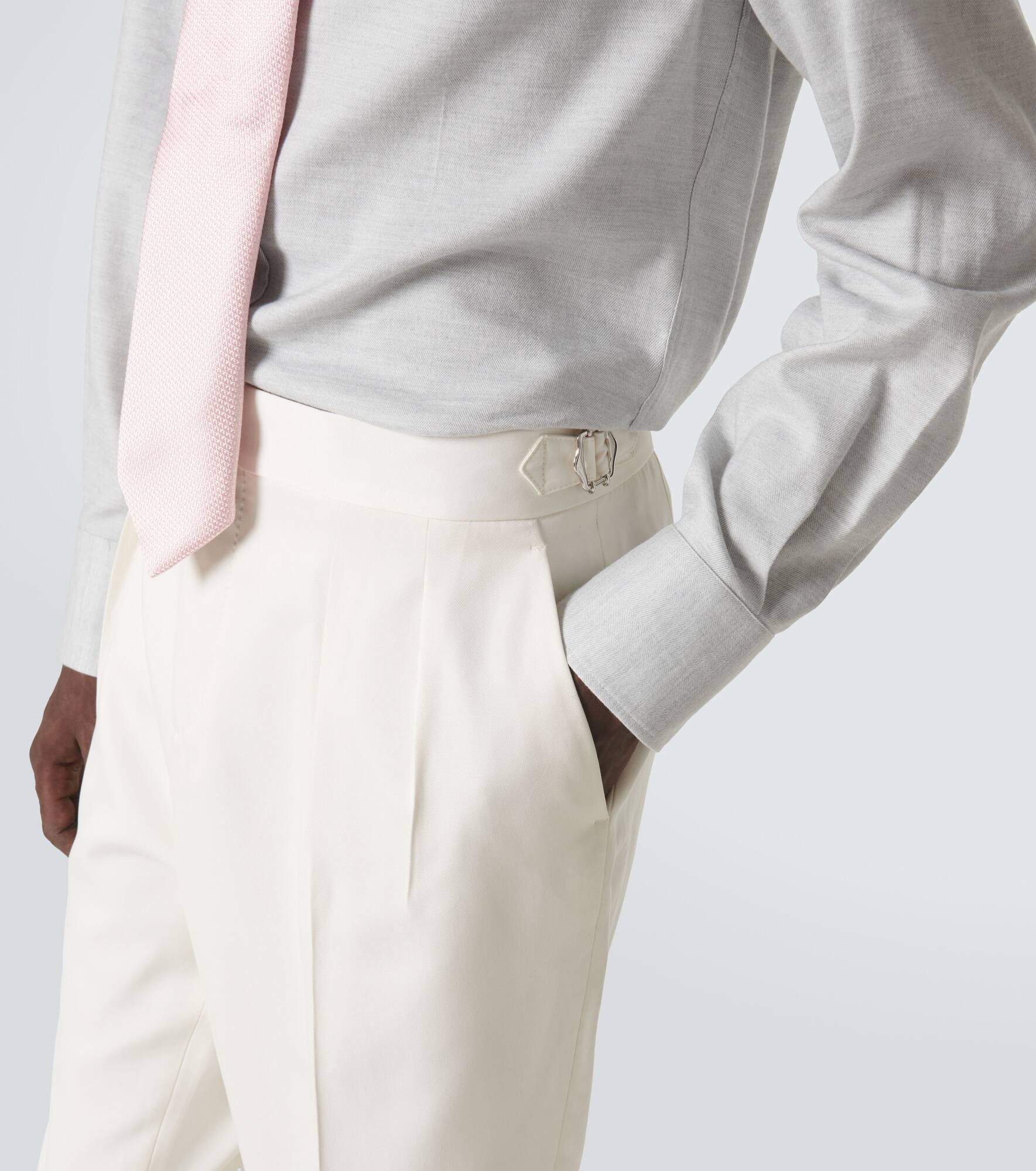 Silk twill tuxedo pants - 5