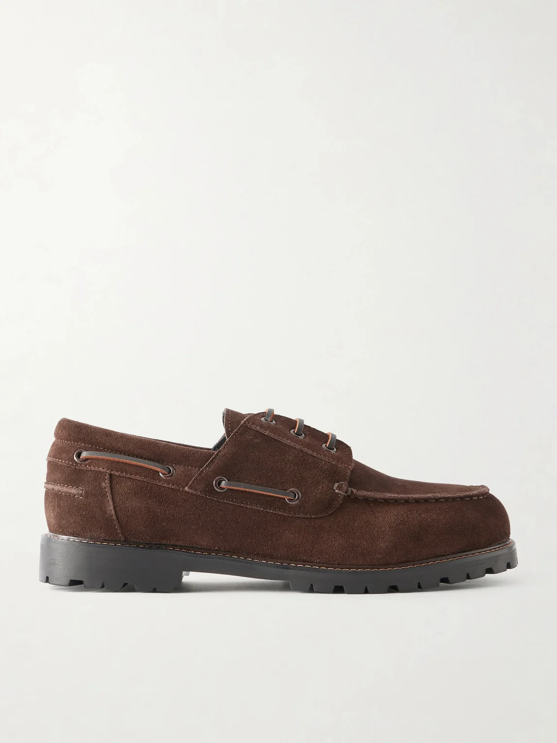 Lace-Up Boat Suede Shoes - 1