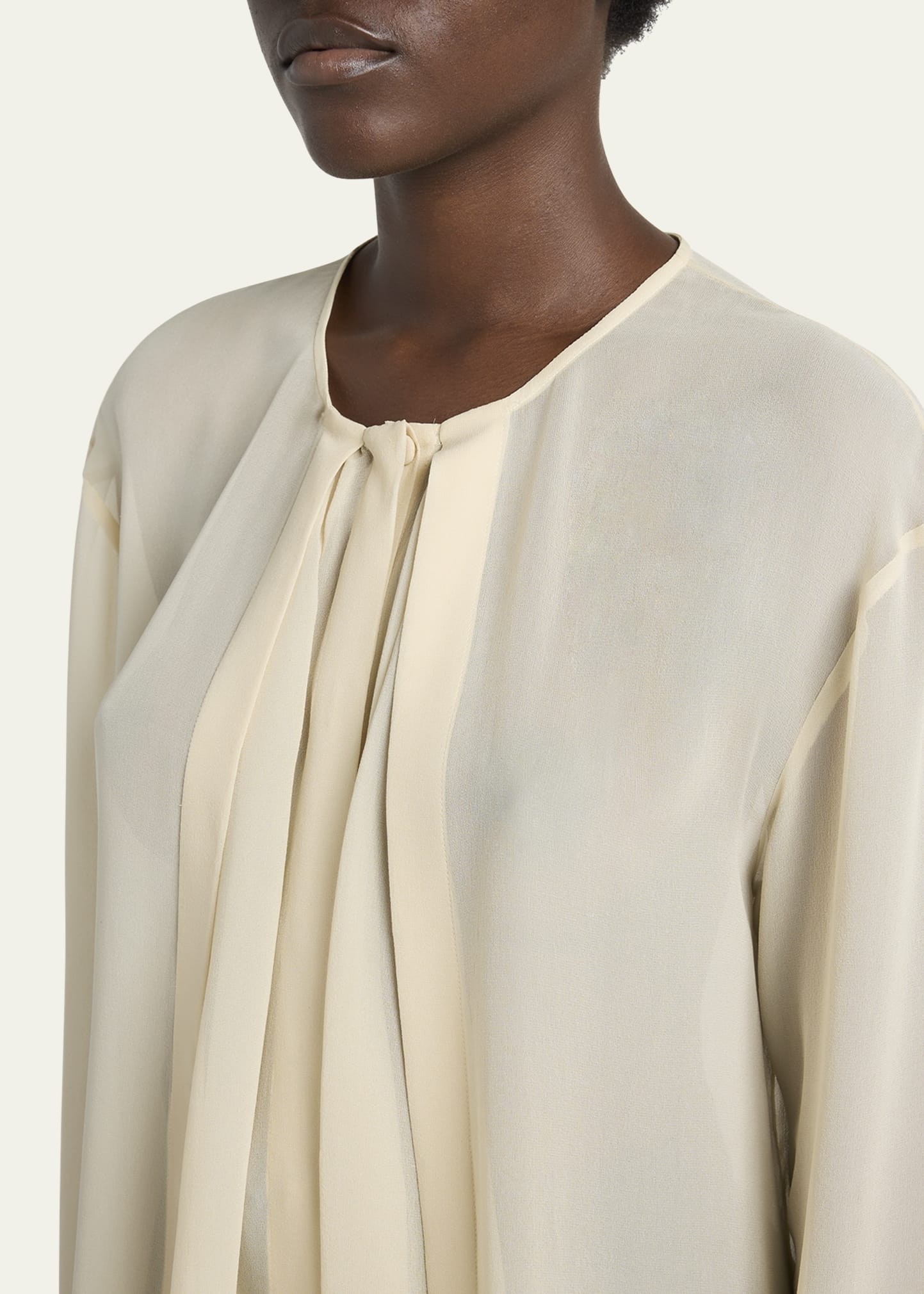 Pleated Silk Blouse - 5