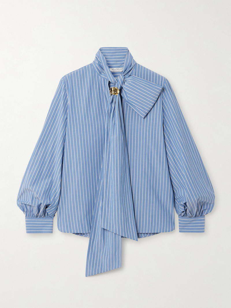 Embellished Striped Cotton-blend Poplin Shirt 1