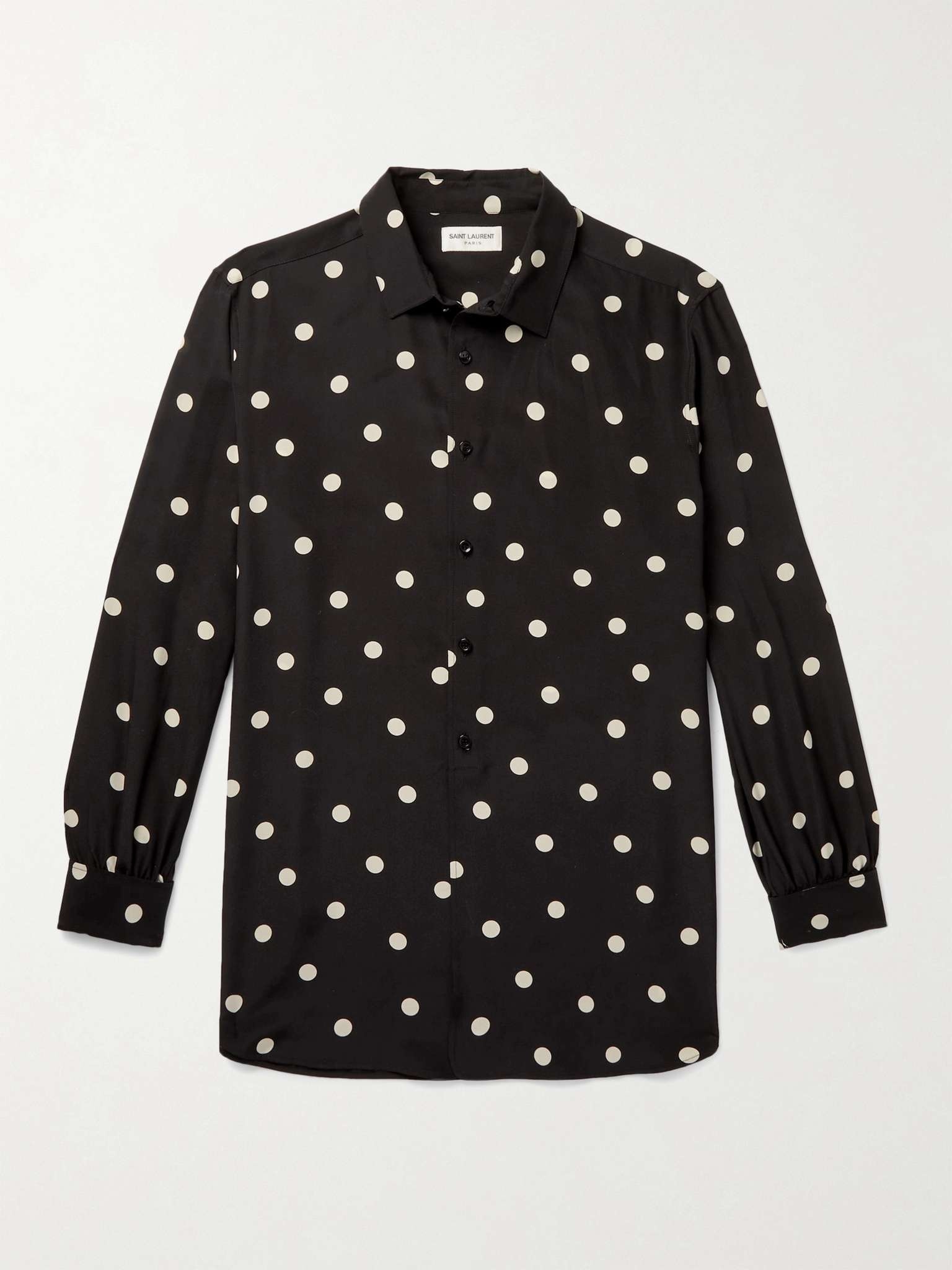 Polka-Dot Silk-Satin Shirt - 1