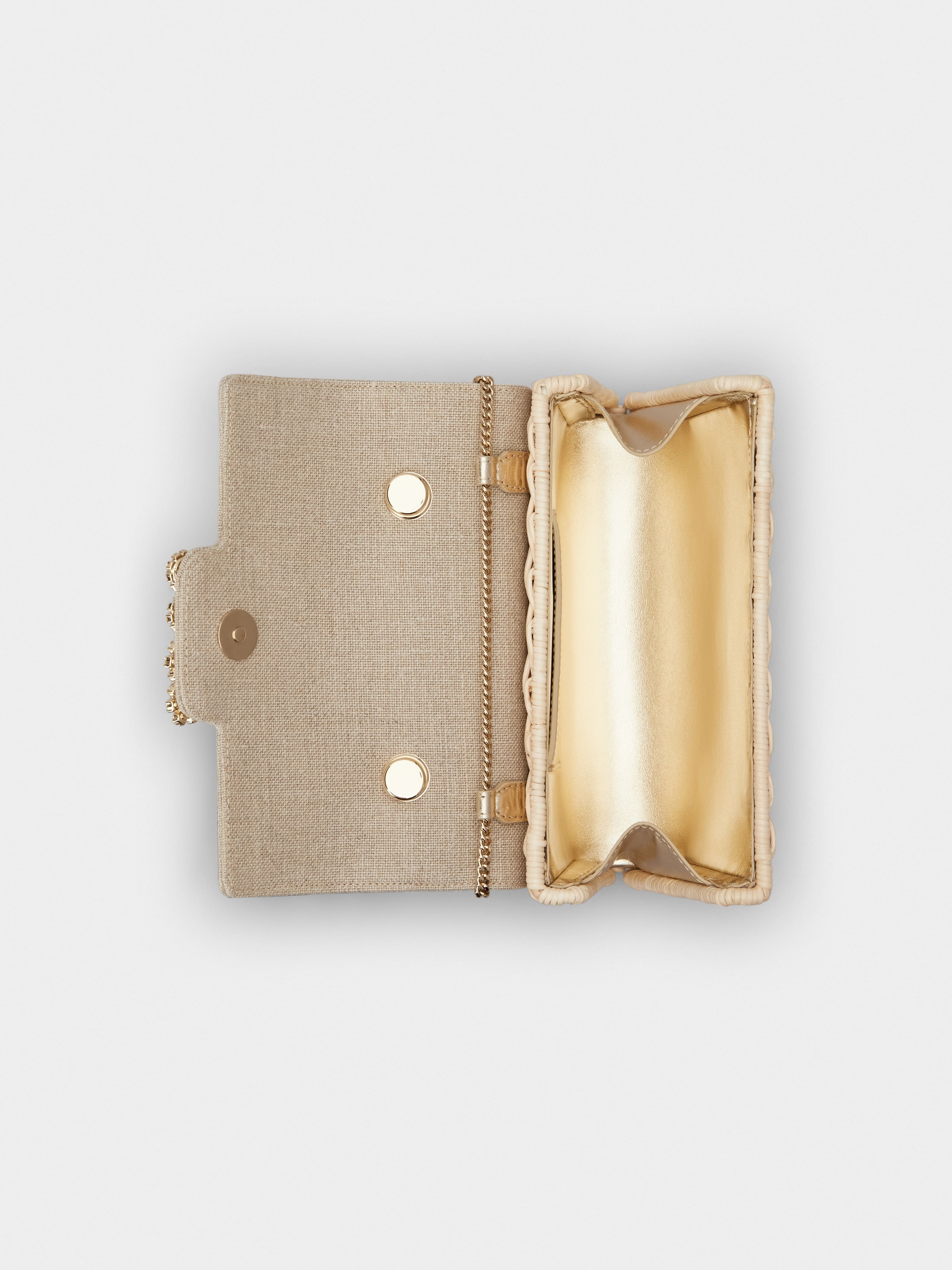 Jewel Efflorescence Mini Bag in linen and rattan - 6