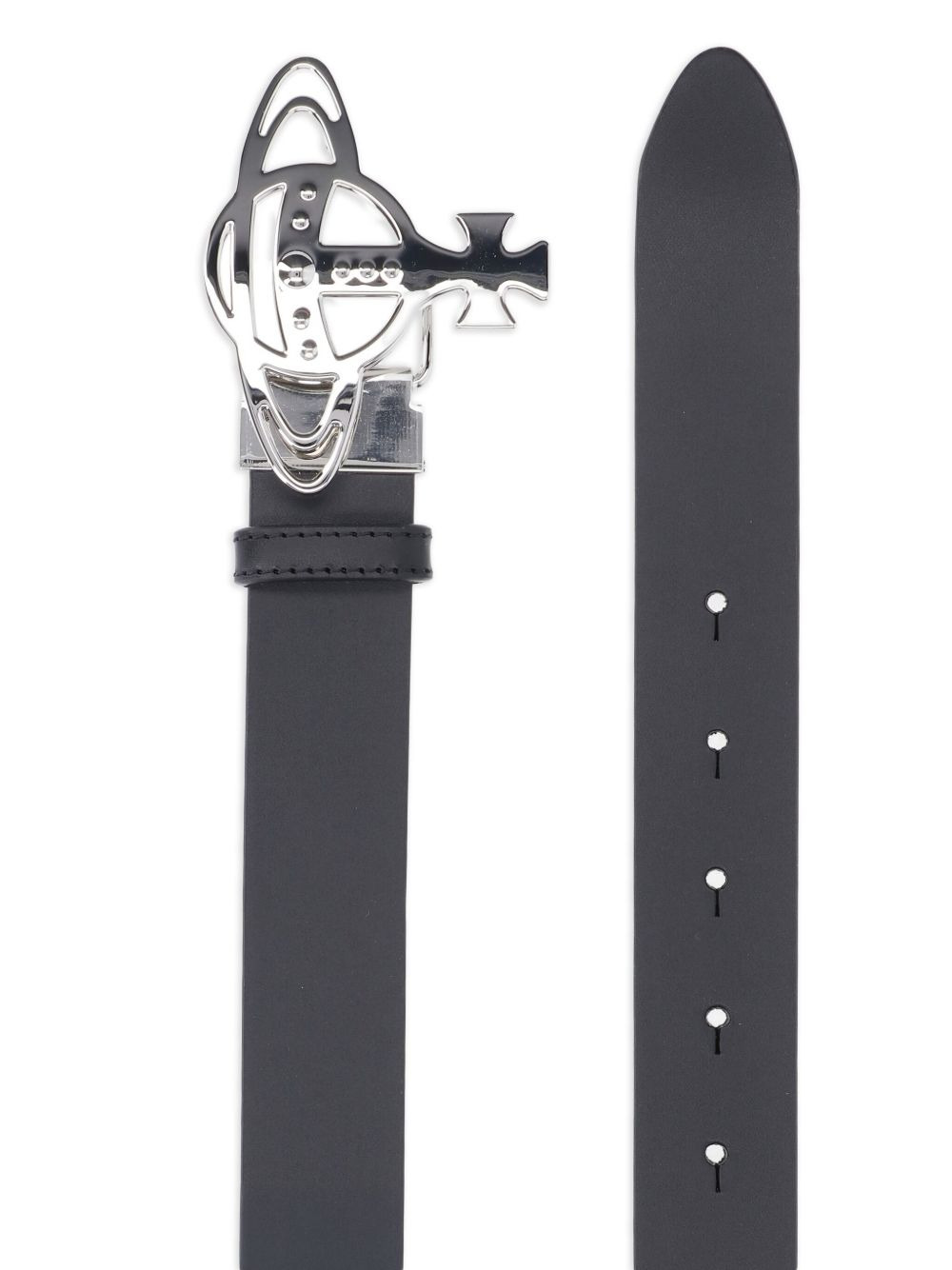 Orb-buckle leather belt - 2