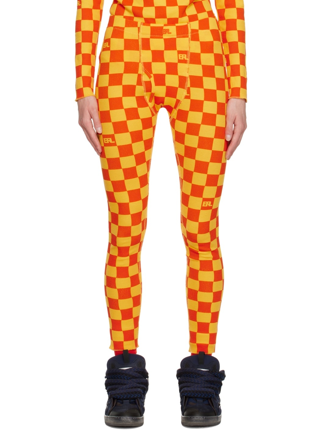 Yellow & Orange Checkered Leggings - 1
