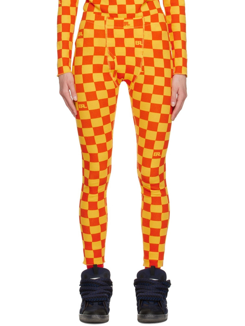 Yellow & Orange Checkered Leggings 1