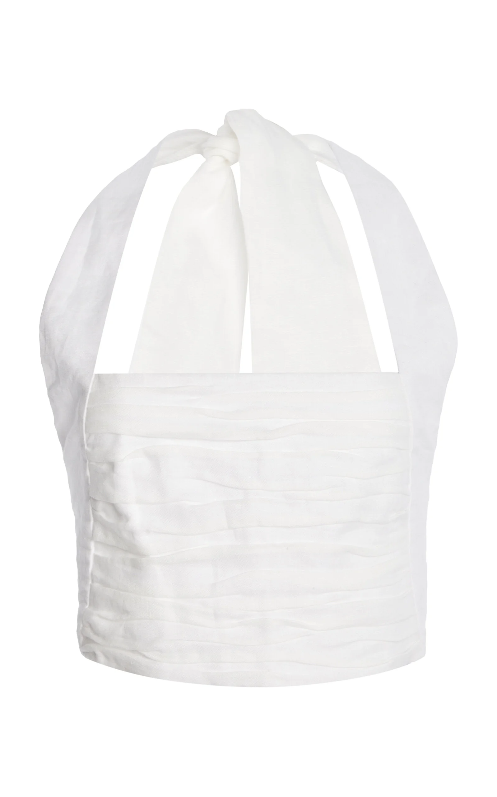Fiji Linen Halter Crop Top white - 1