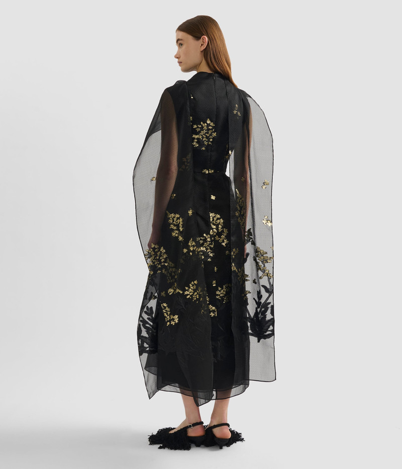 ORGANZA FIL COUPÉ DRAPED MIDI DRESS 3
