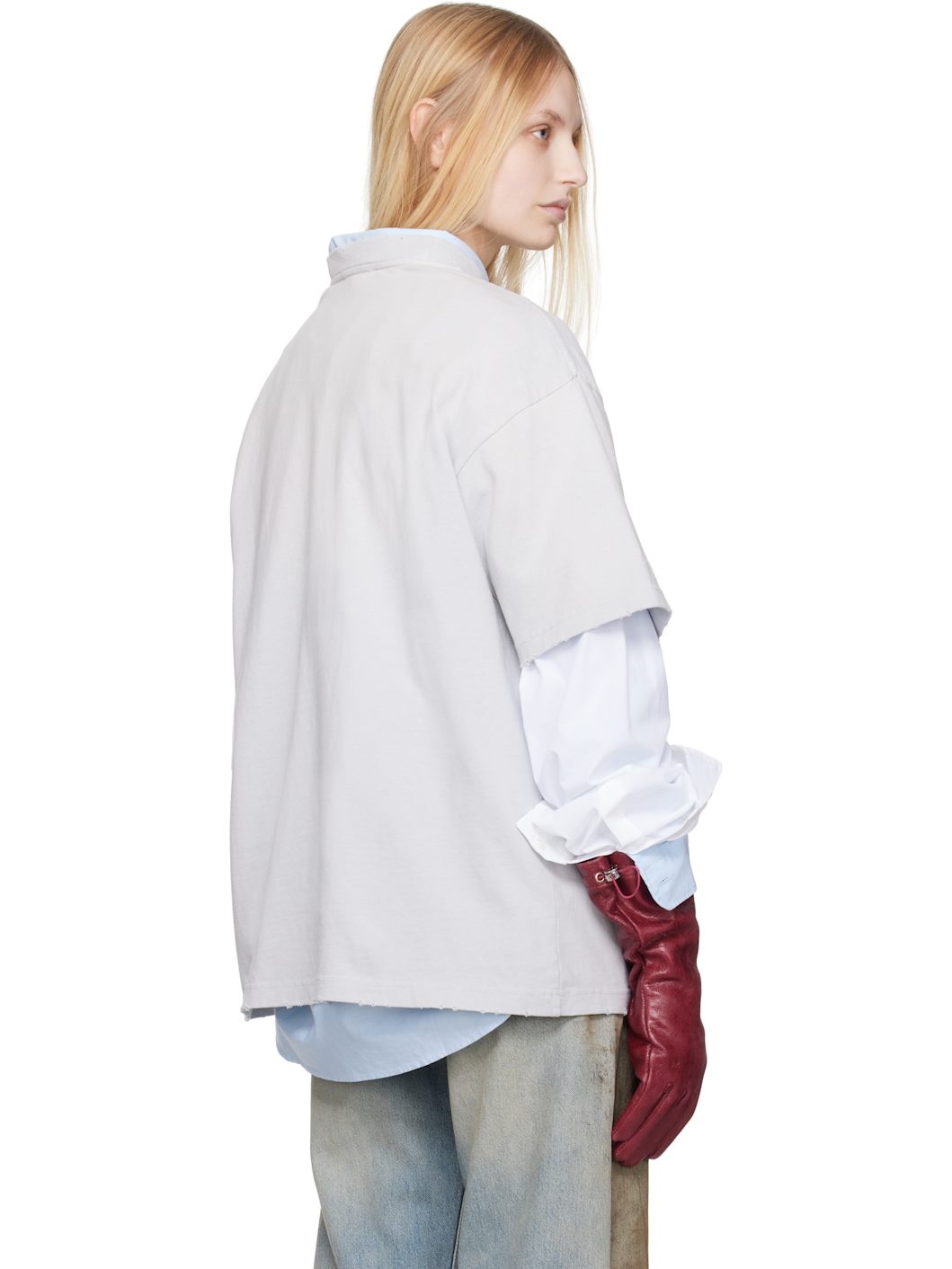 Gray Layered Print T-shirt - 3