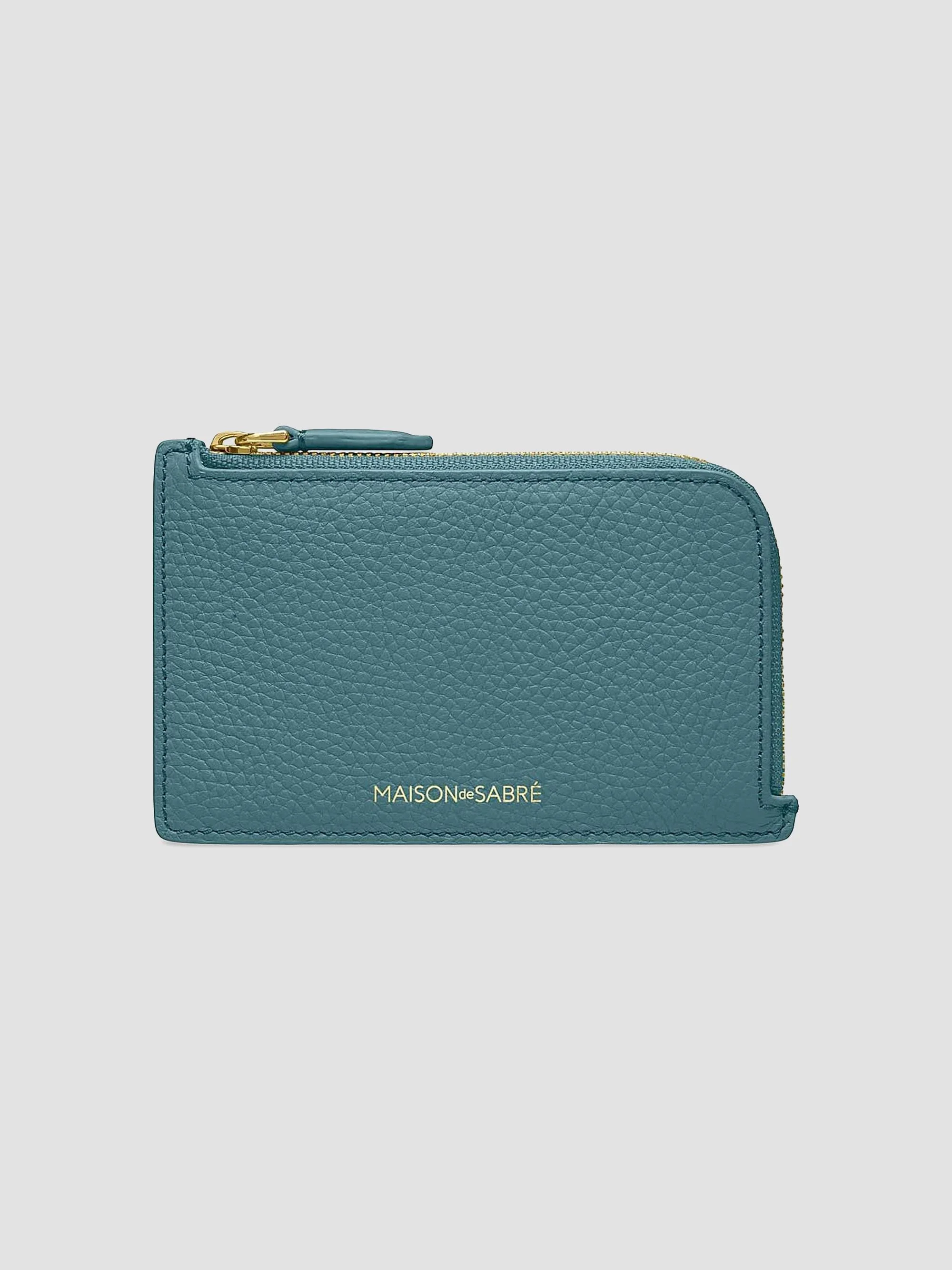 Women's Leather Zip Card Holder - Bondi Blue - 1