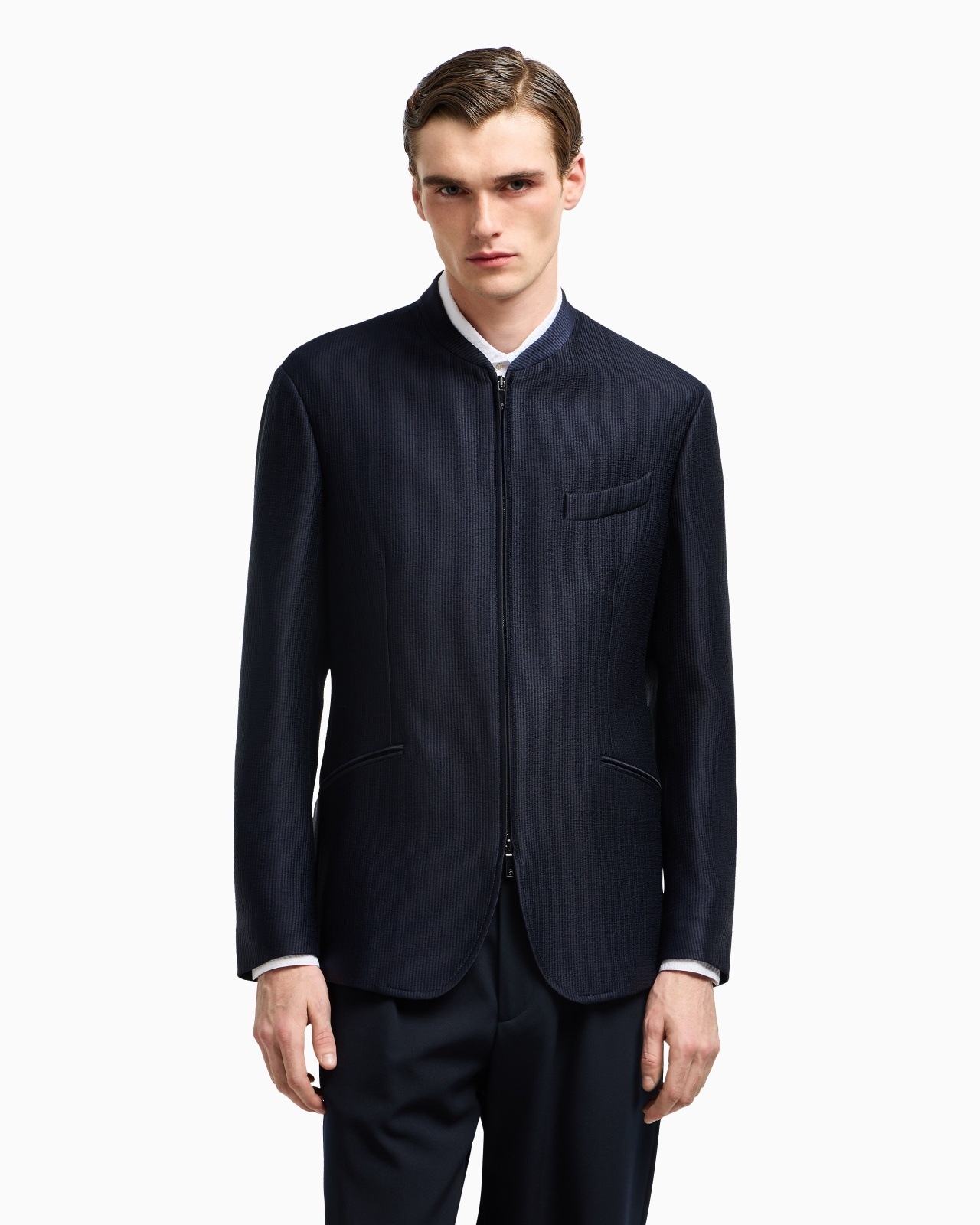 ベスト・ジレ GIORGIO ARMANI Viscose and cupro with silk lining GIORGIO ARMANI WASHED CUPRO CANNETÉ ZIP-UP JACKET | REVERSIBLE